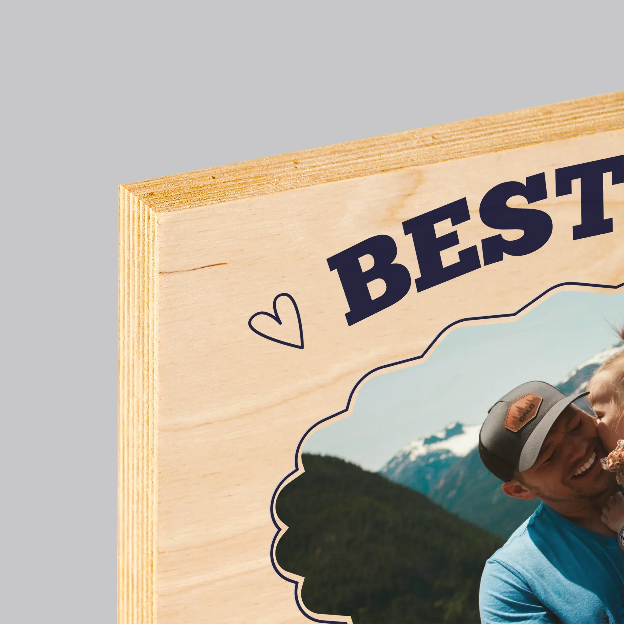 Zdjęcie I Podpis: Best Dad Established - Wydruk Na Drewnie - Image 4