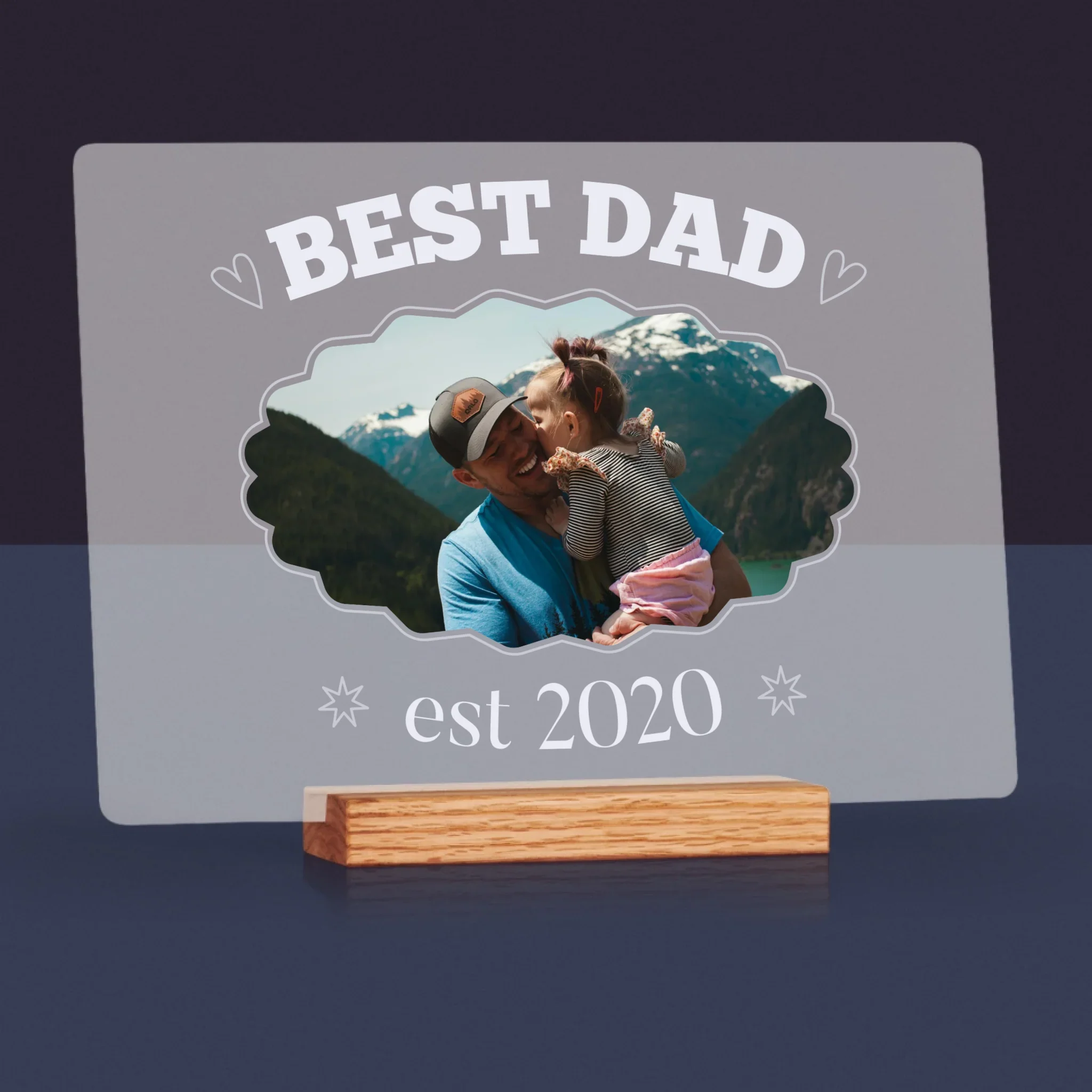 Zdjęcie I Podpis: Best Dad Established - Wydruk Na Szkle Akrylowym - Image 4