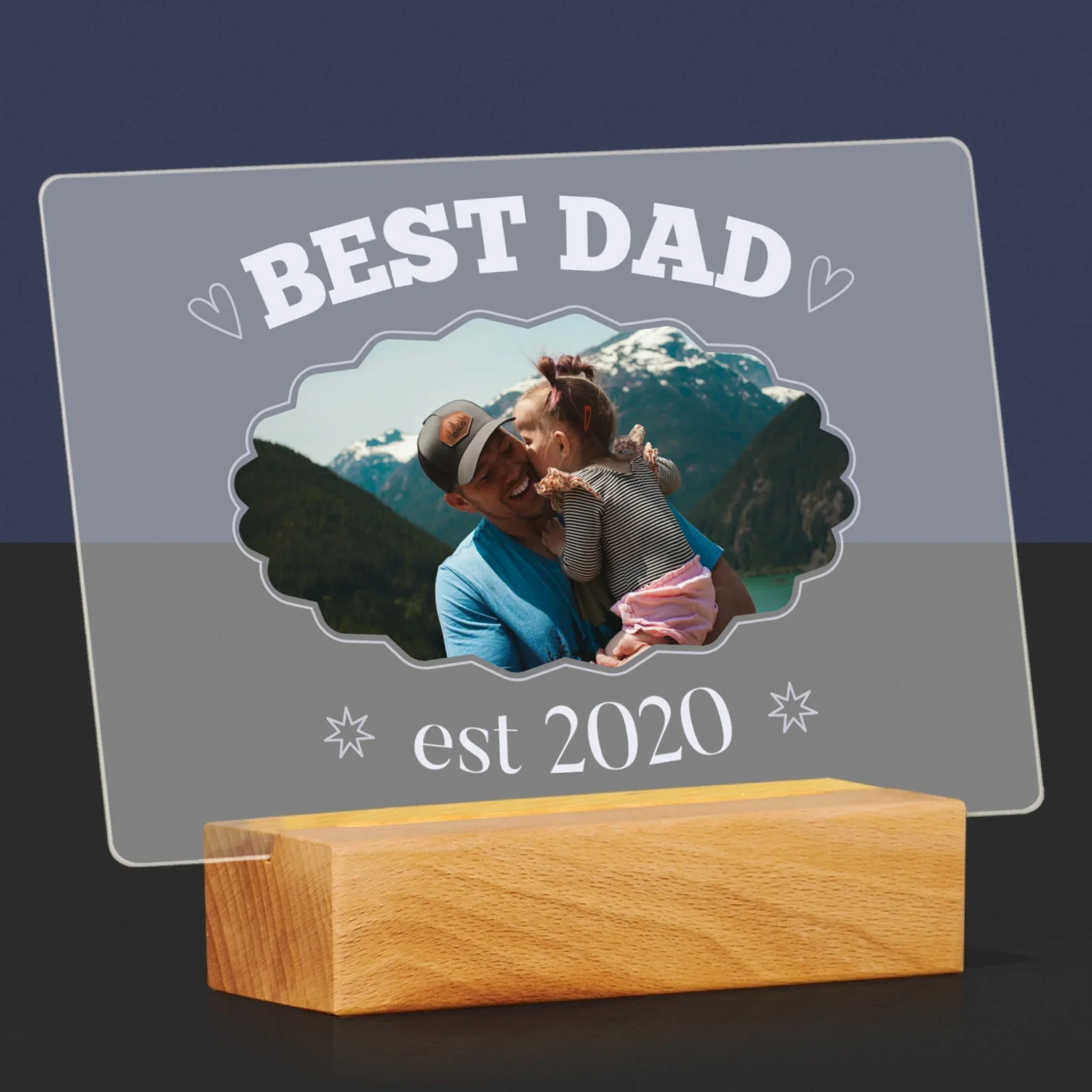Zdjęcie I Podpis: Best Dad Established - Wydruk Na Szkle Akrylowym - Image 6