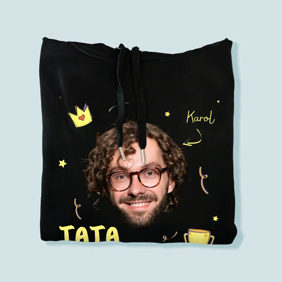 Zdjęcie i Podpis: Bohater Tata - Bluza Męska z Kapturem - Image 8