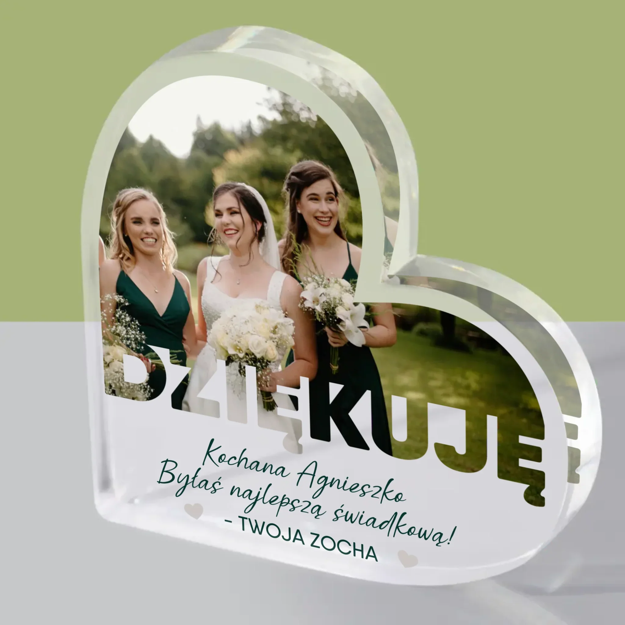 Zdjęcie i Podpis: Byłaś Najlepszą Świadkową - Blok Akrylowy Serce - Image 2