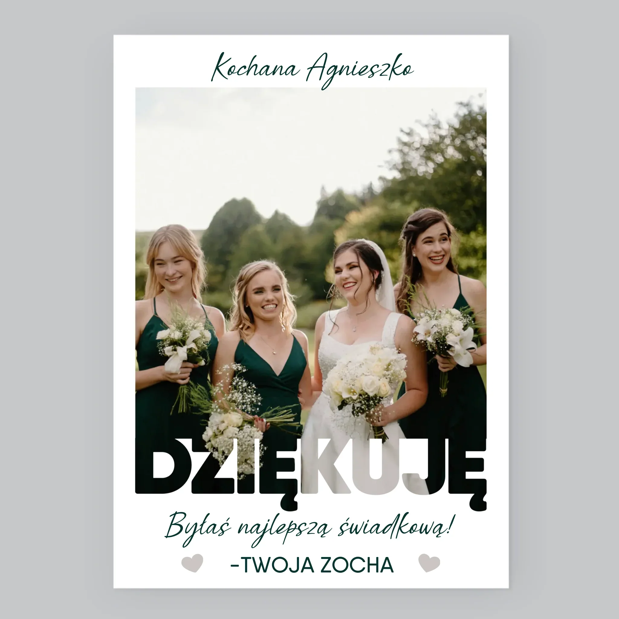 Zdjęcie i Podpis: Byłaś Najlepszą Świadkową - Wydruk Obramowany
