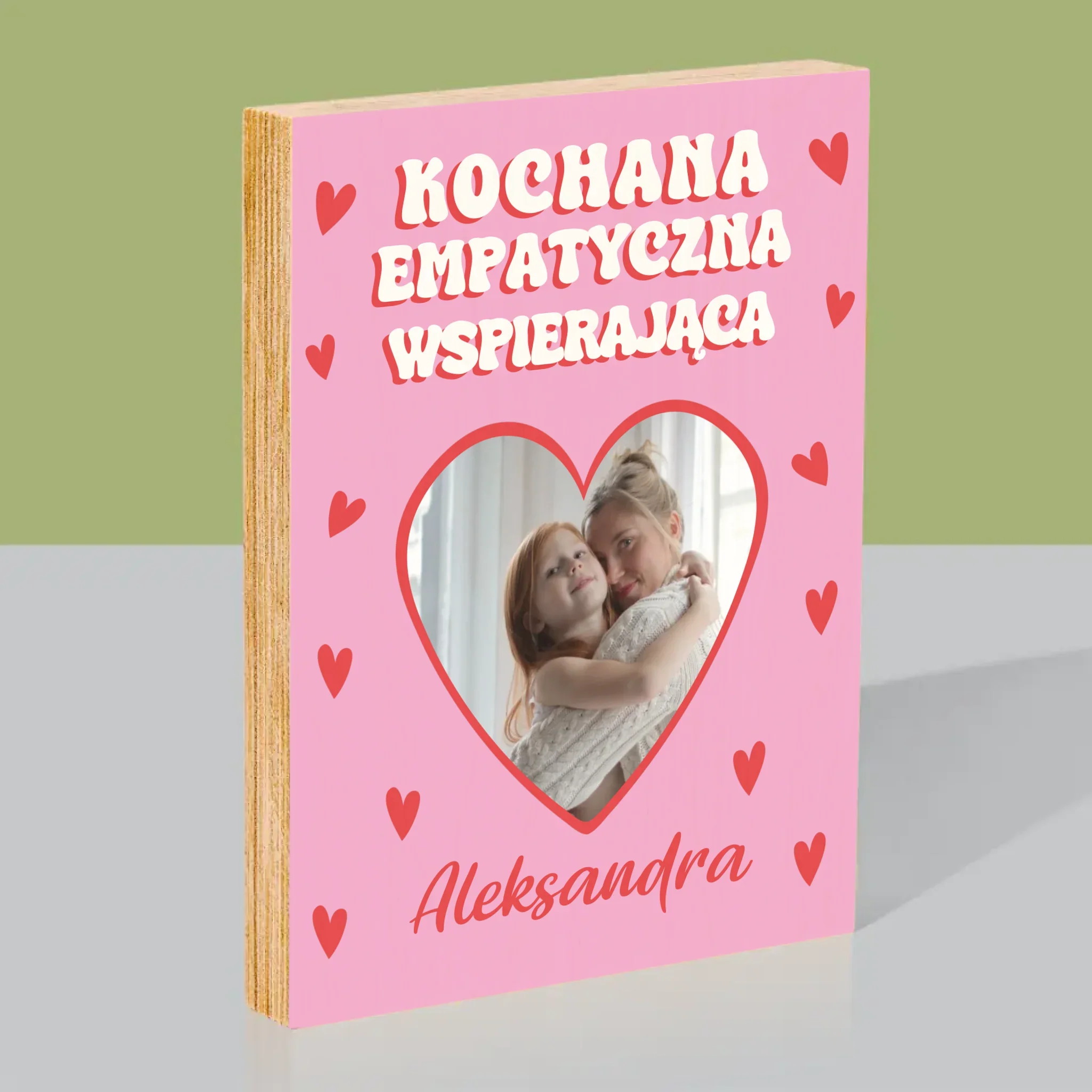 Zdjęcie i Podpis: Cechy Mamusi - Wydruk Na Drewnie