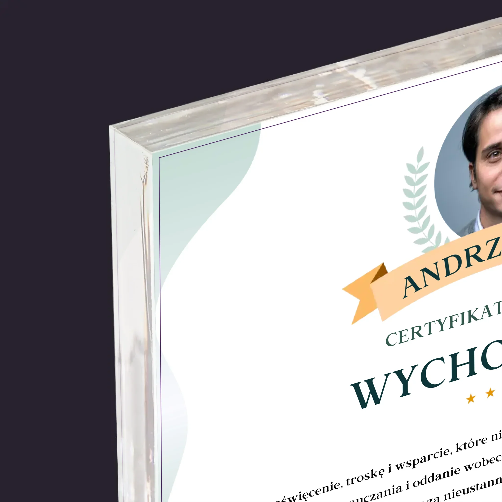 Zdjęcie i Podpis: Certyfikat Najlepszego Wychowawcy - Blok Akrylowy z Nadrukiem - Image 4