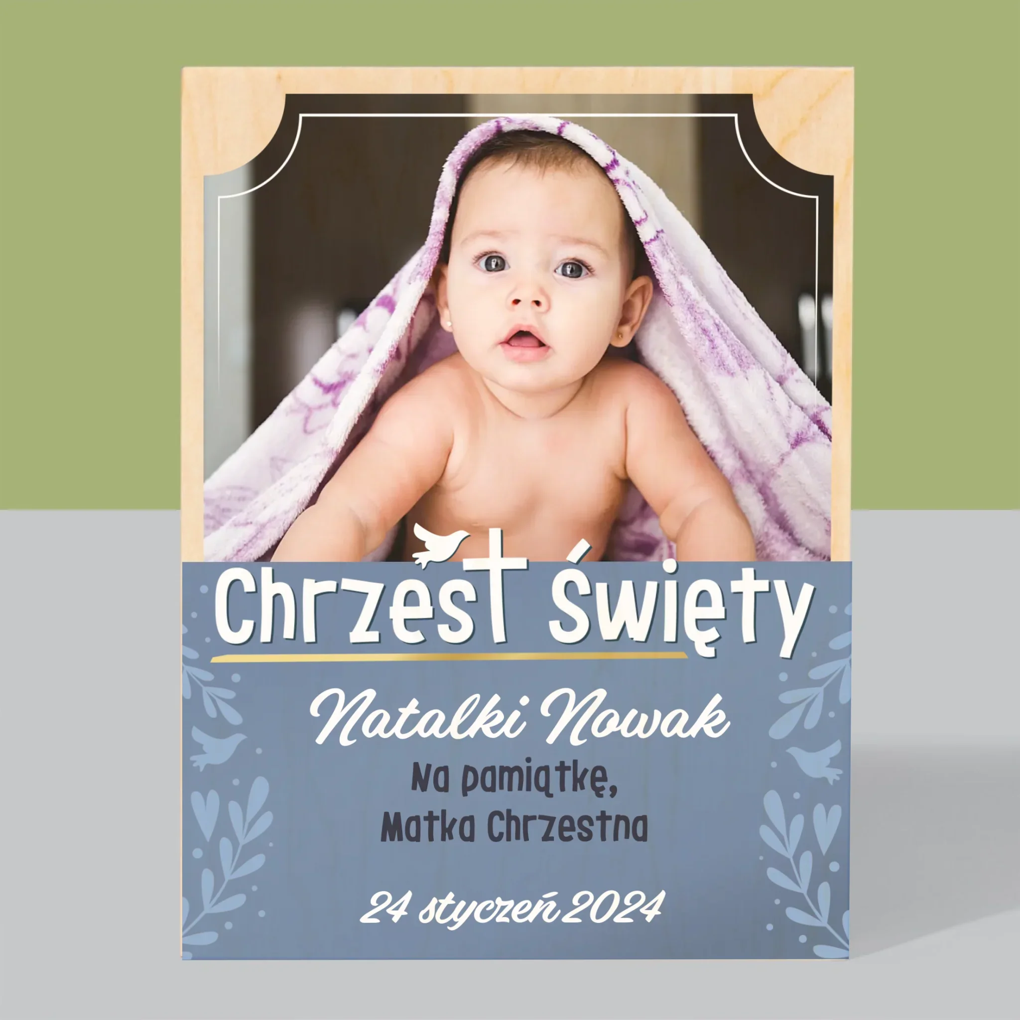 Zdjęcie i Podpis: Chrzest Święty - Wydruk Na Drewnie - Image 3