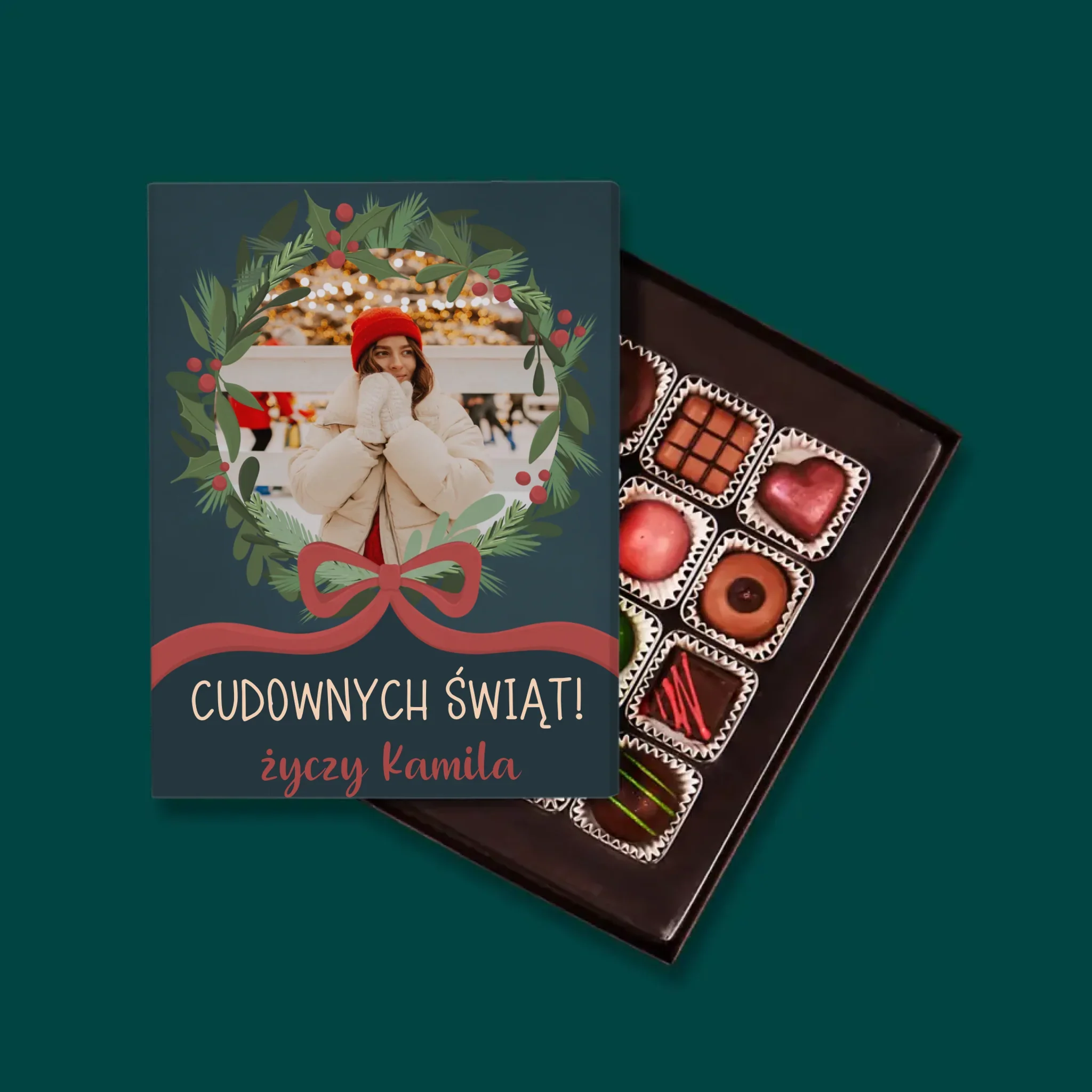 Zdjęcie I Podpis: Cudownych Świąt - Personalizowane Praliny