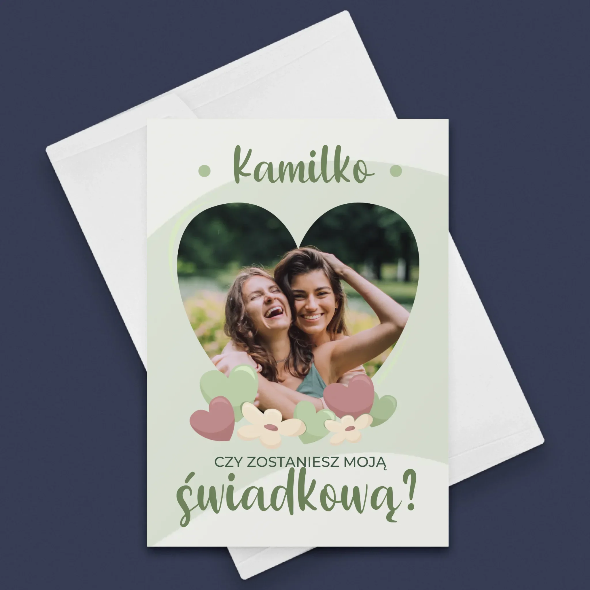 Zdjęcie i Podpis: Czy Zostaniesz Moją Świadkową Kwiaty - Kartka z Życzeniami - Image 3