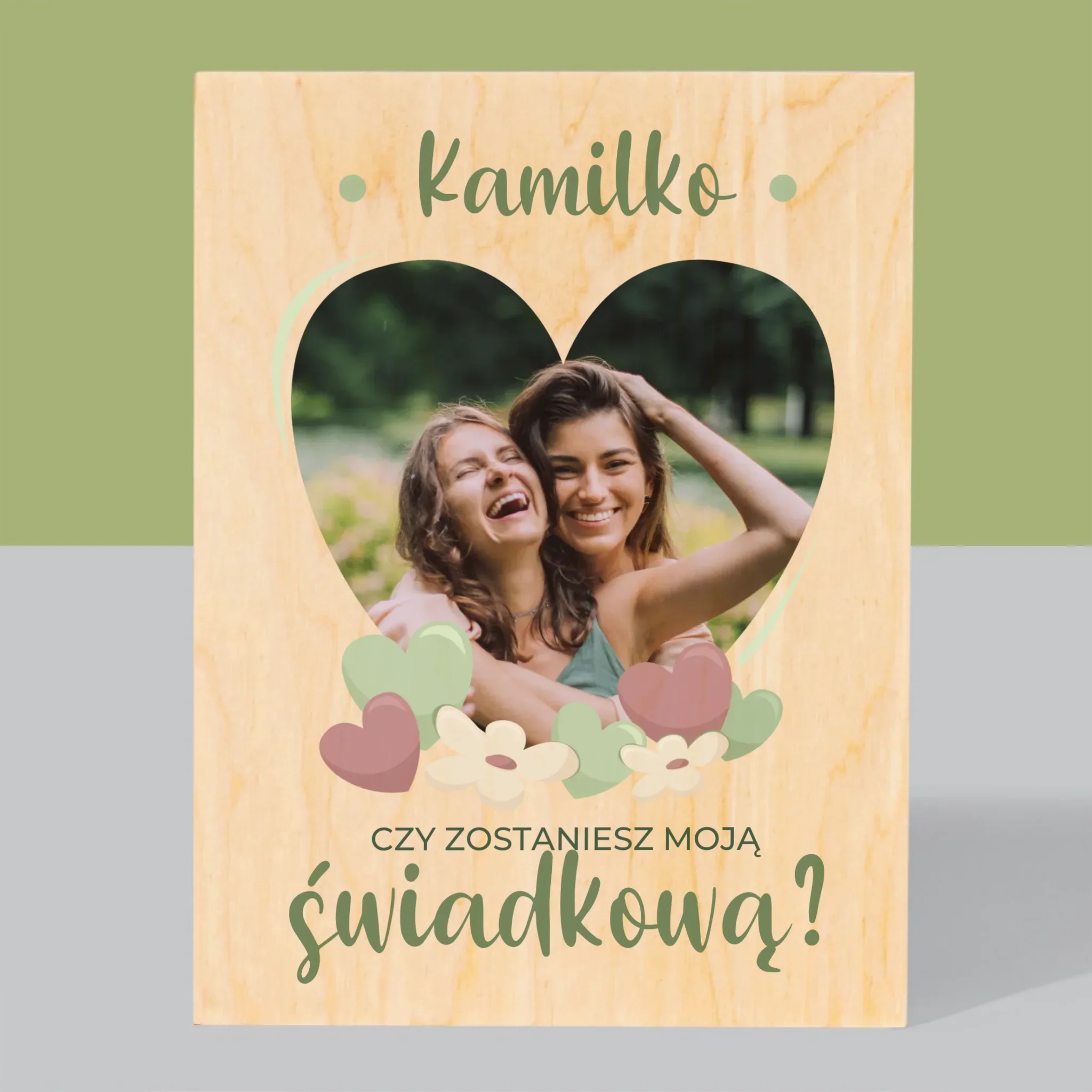 Zdjęcie i Podpis: Czy Zostaniesz Moją Świadkową Kwiaty - Wydruk Na Drewnie - Image 3