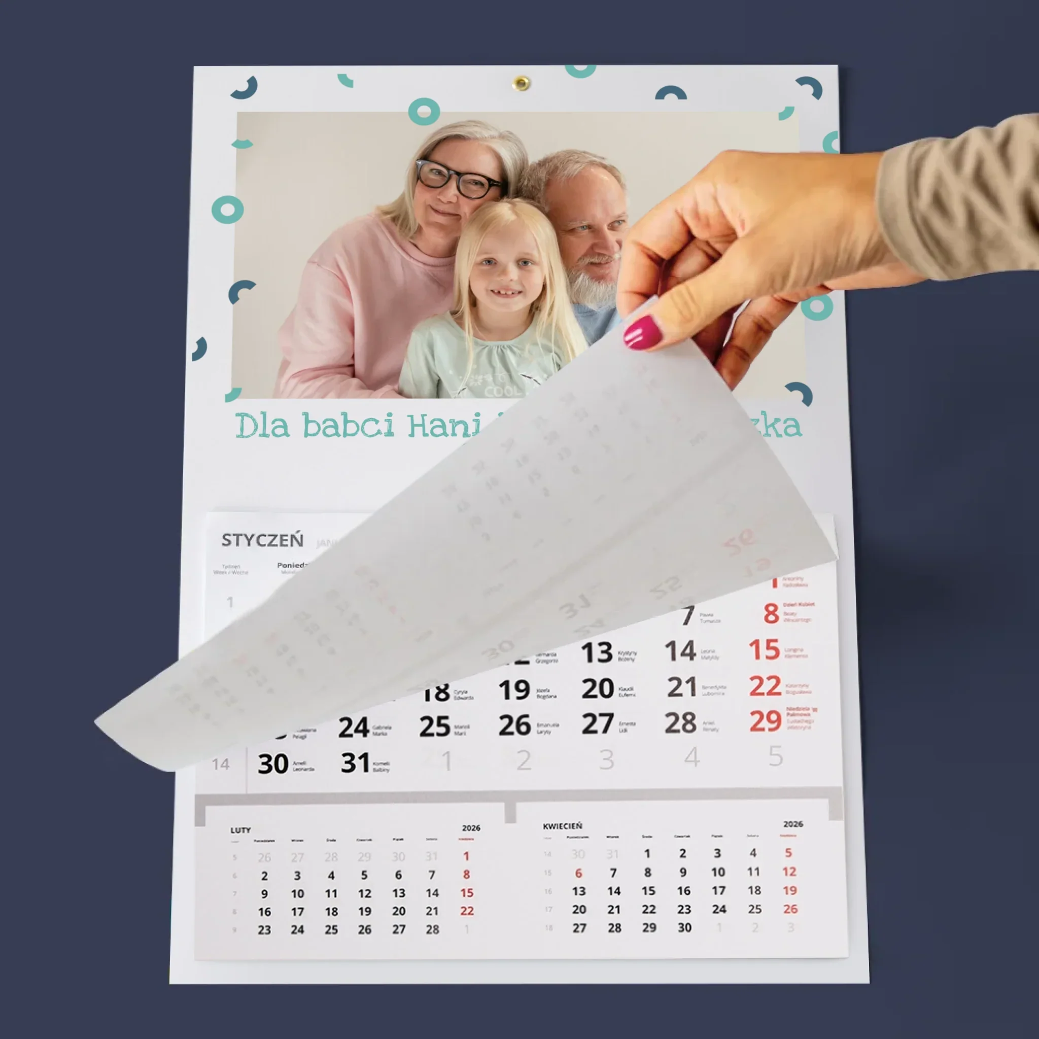 Zdjęcie i Podpis: Dla Babci i Dziadka - Personalizowany Kalendarz Jednodzielny - Image 3
