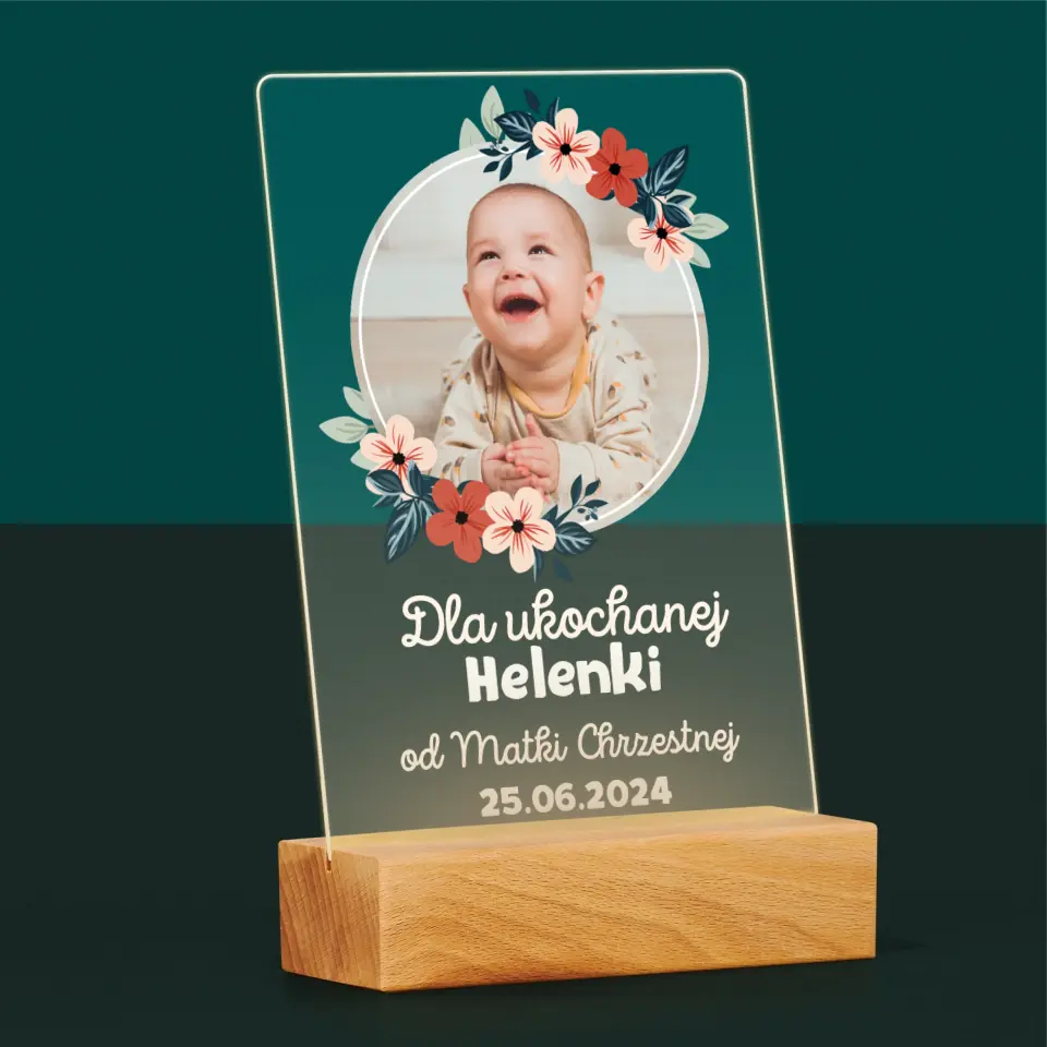 Zdjęcie i Podpis: Dla Dziecka Od Chrzestnych - Wydruk Na Szkle Akrylowym - Image 5