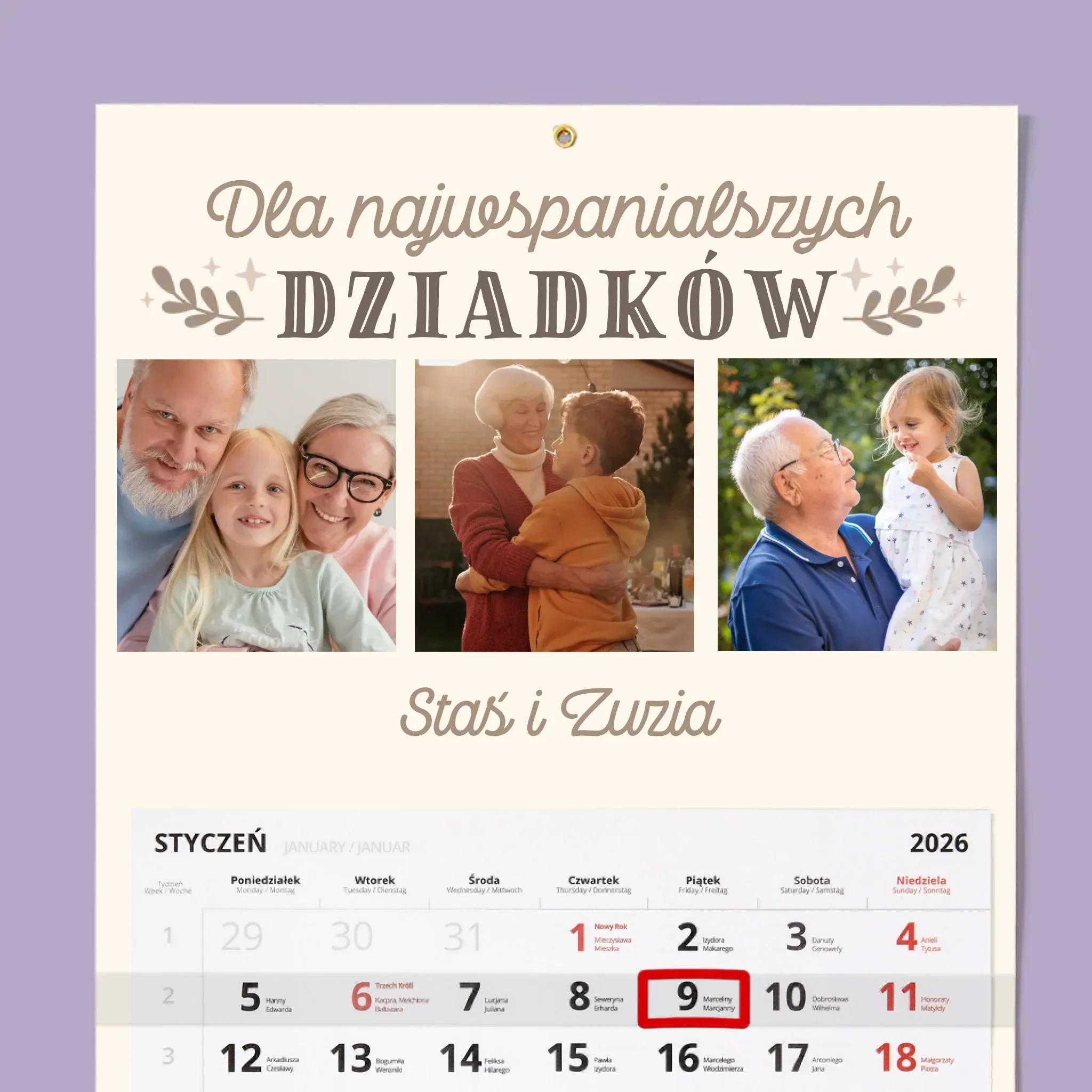 Zdjęcie i Podpis: Dla Najwspanialszych Dziadków - Personalizowany Kalendarz Jednodzielny - Image 2