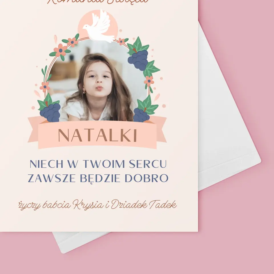 Zdjęcie i Podpis: Dobro w Sercu Komunia - Kartka z Życzeniami - Image 4