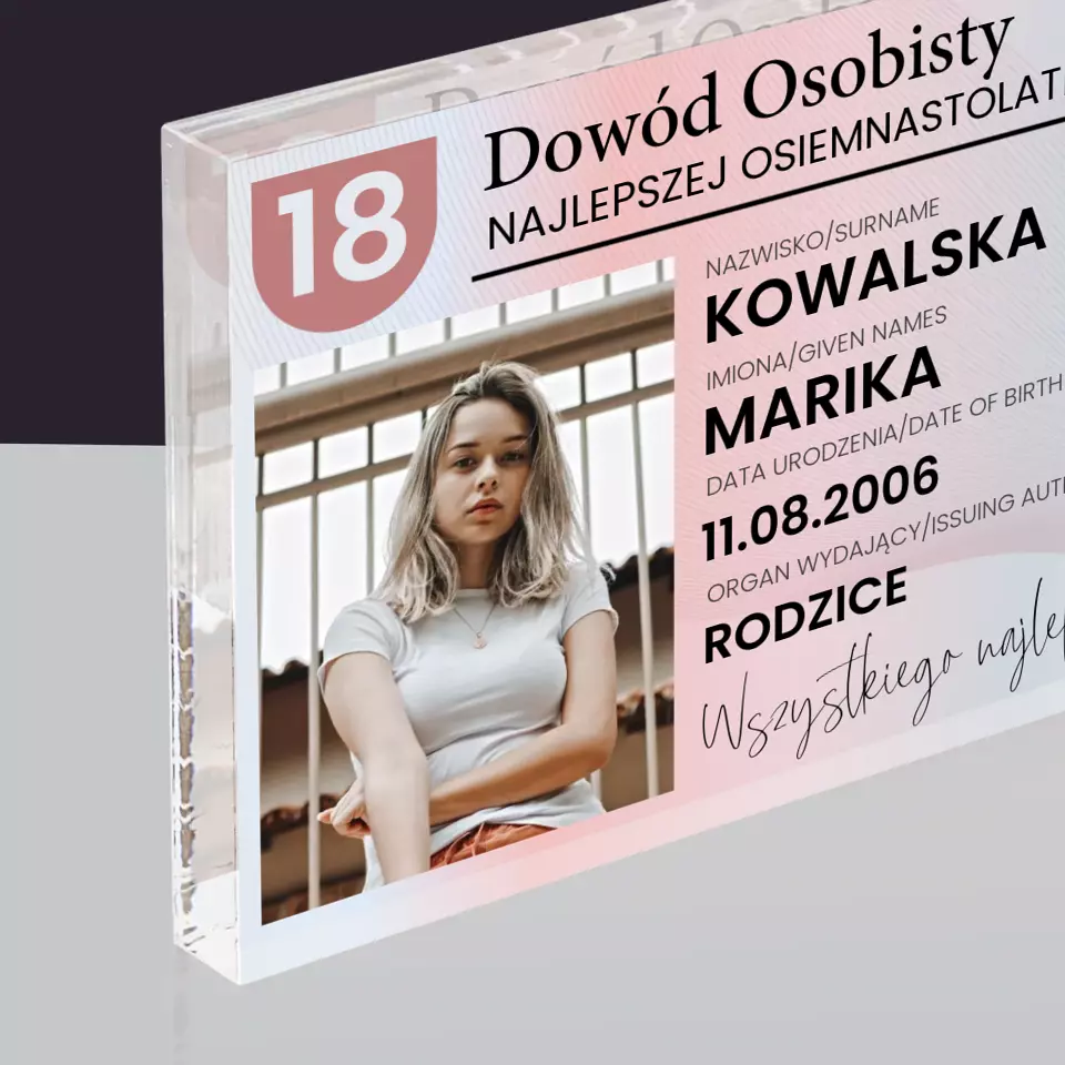 Zdjęcie i Podpis: Dowód Osobisty - Blok Akrylowy - Image 2