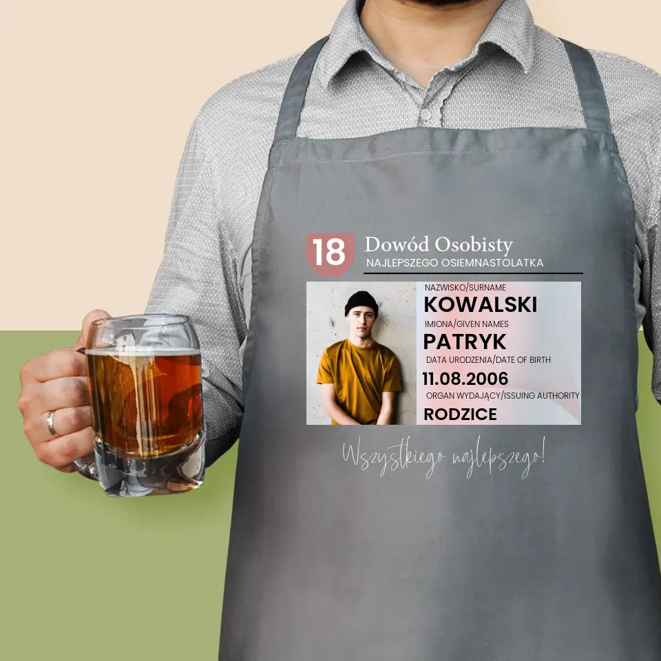 Zdjęcie i Podpis: Dowód Osobisty - Fartuch z Nadrukiem - Image 2
