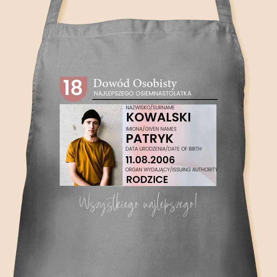 Zdjęcie i Podpis: Dowód Osobisty - Fartuch z Nadrukiem - Image 3