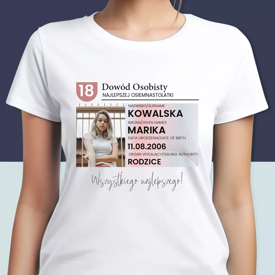 Zdjęcie i Podpis: Dowód Osobisty - Koszulka Damska - Image 2