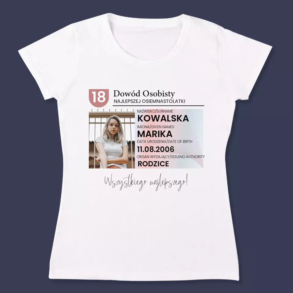 Zdjęcie i Podpis: Dowód Osobisty - Koszulka Damska - Image 3