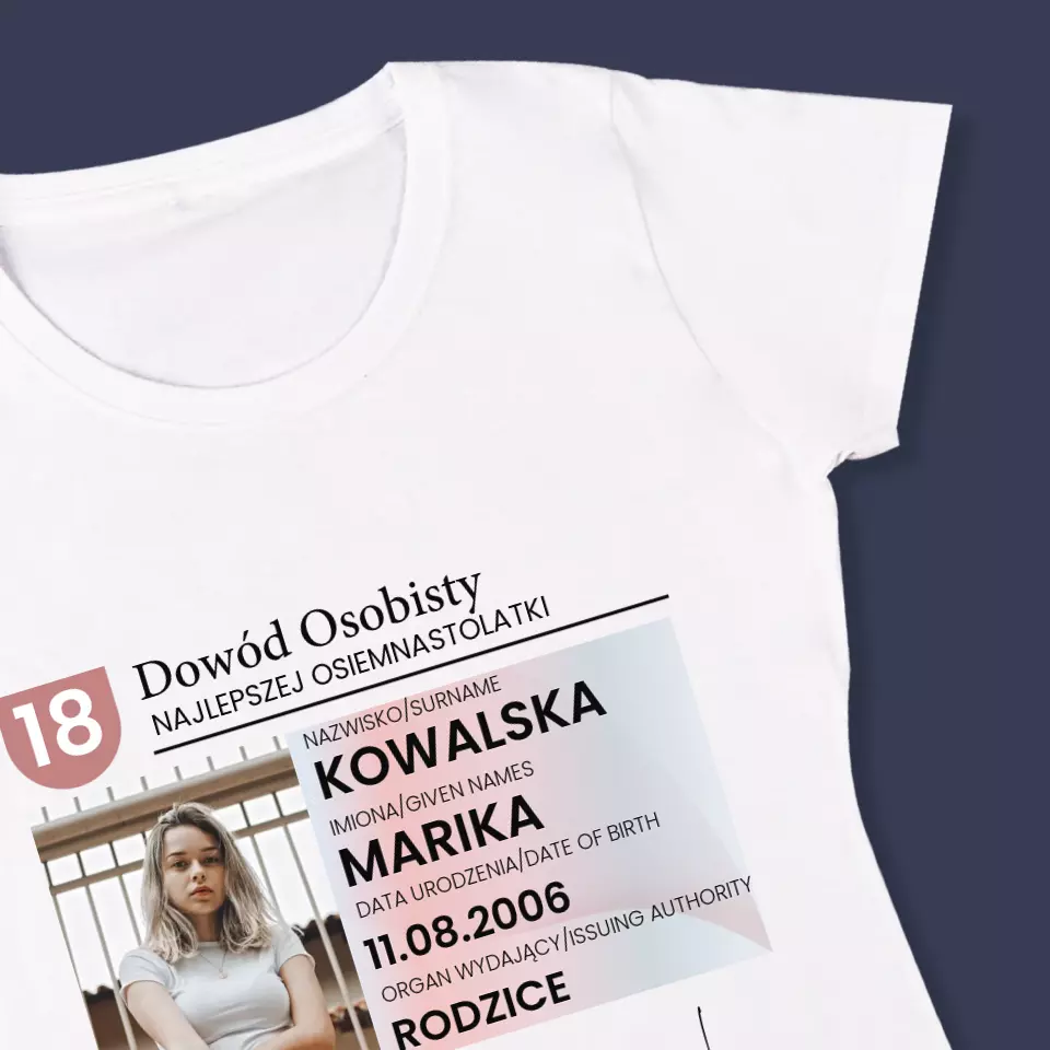 Zdjęcie i Podpis: Dowód Osobisty - Koszulka Damska - Image 4