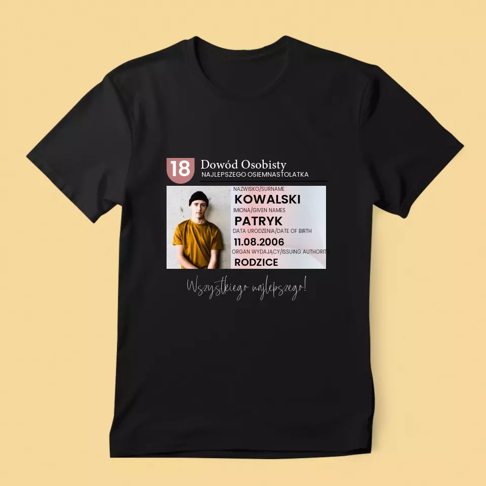 Zdjęcie i Podpis: Dowód Osobisty - Koszulka Męska - Image 7