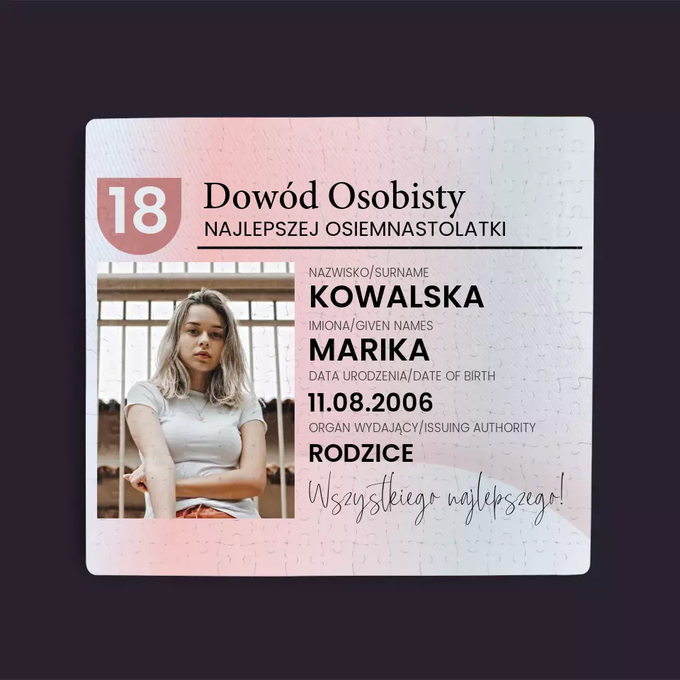 Zdjęcie i Podpis: Dowód Osobisty - Personalizowane Puzzle - Image 3