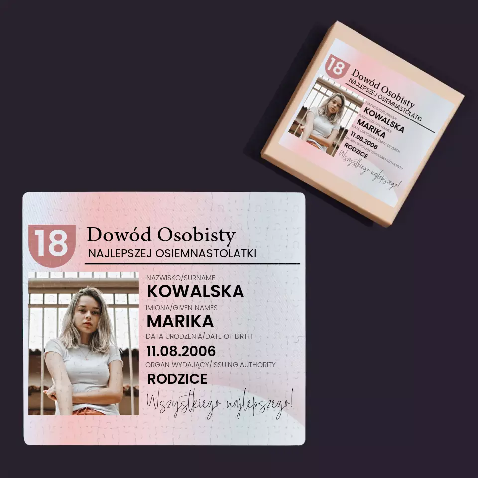 Zdjęcie i Podpis: Dowód Osobisty - Personalizowane Puzzle - Image 4