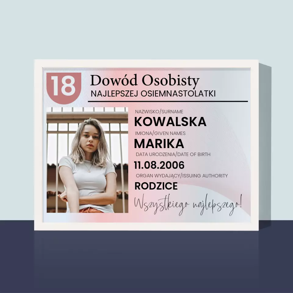 Zdjęcie i Podpis: Dowód Osobisty - Wydruk Obramowany 30X40 - Image 4