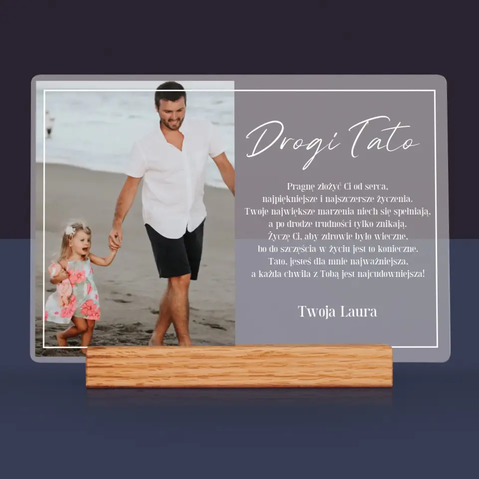 Zdjęcie I Podpis: Drogi Tato - Wydruk Na Szkle Akrylowym - Image 3