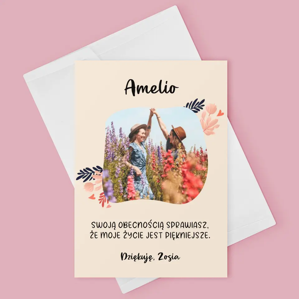 Zdjęcie i Podpis: Dziękuję Dla Przyjaciółki - Kartka z Życzeniami - Image 3