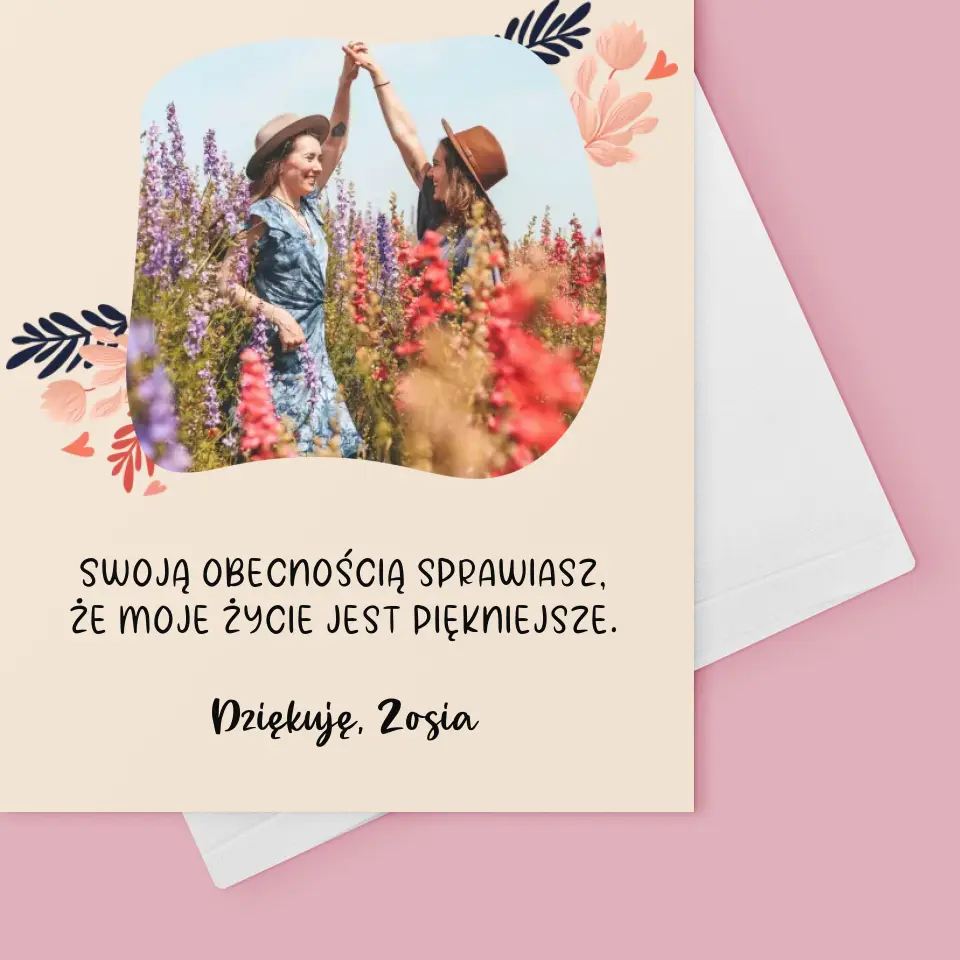 Zdjęcie i Podpis: Dziękuję Dla Przyjaciółki - Kartka z Życzeniami - Image 4