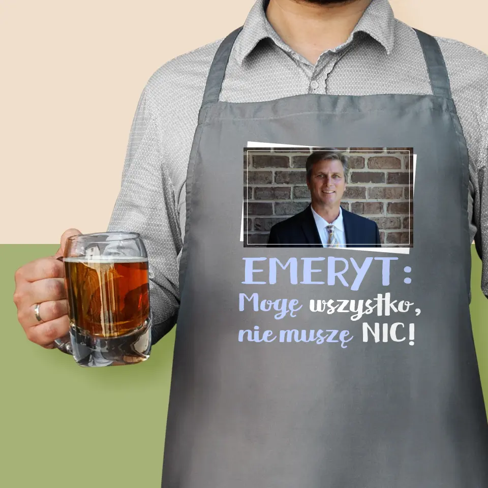 Zdjęcie i Podpis: Emeryt Mogę Wszystko - Fartuch z Nadrukiem - Image 2