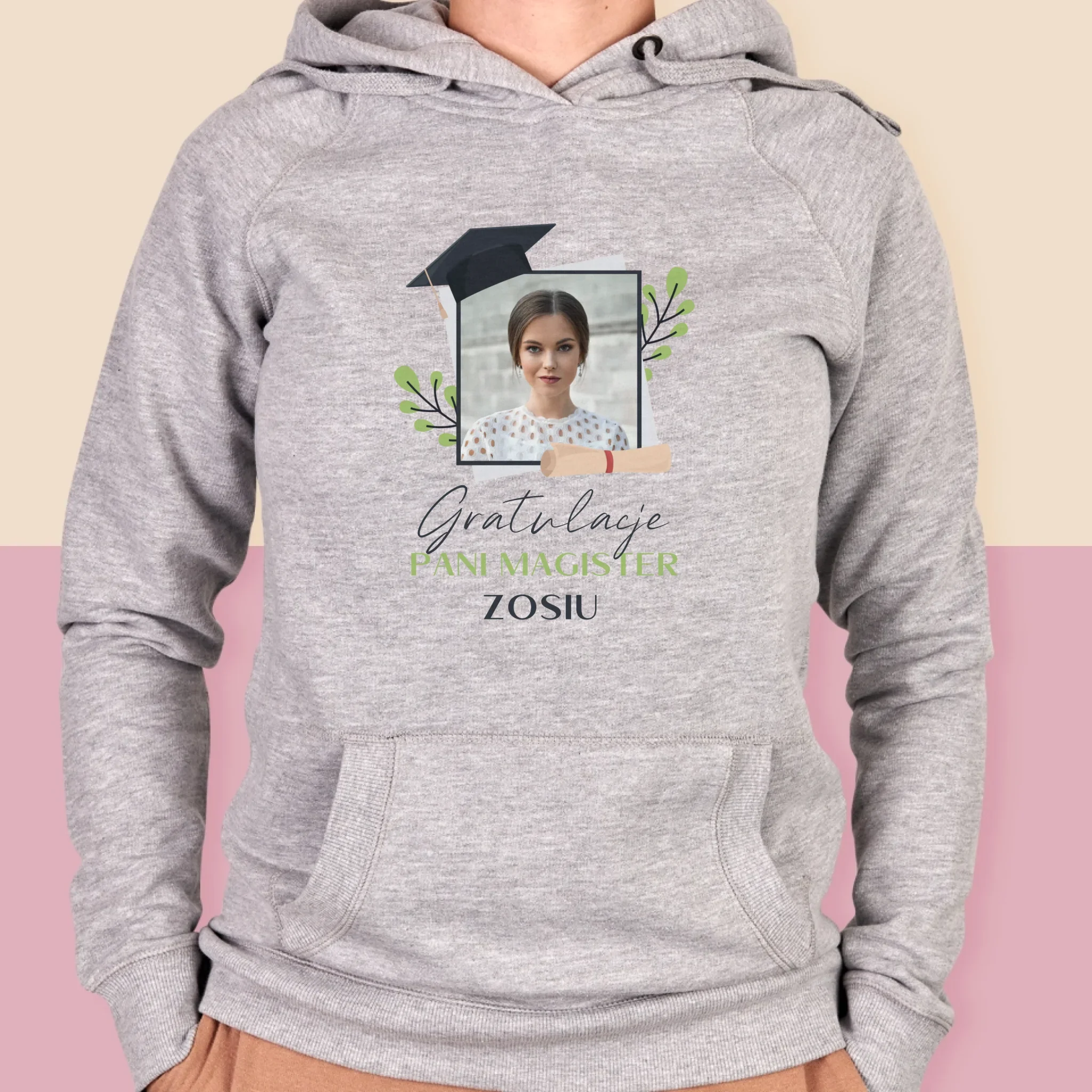 Zdjęcie i Podpis: Gratulacje Magister - Bluza Damska z Kapturem - Image 4