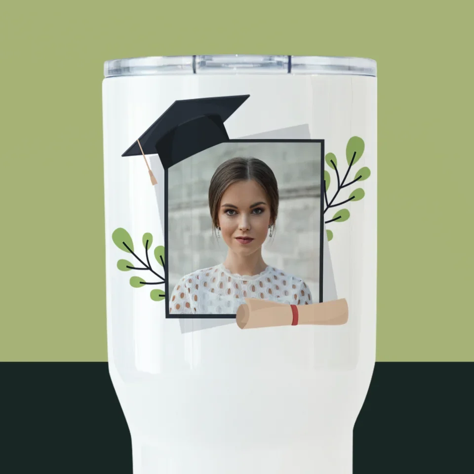 Zdjęcie i Podpis: Gratulacje Magister - Kubek Termiczny Biały - Image 2
