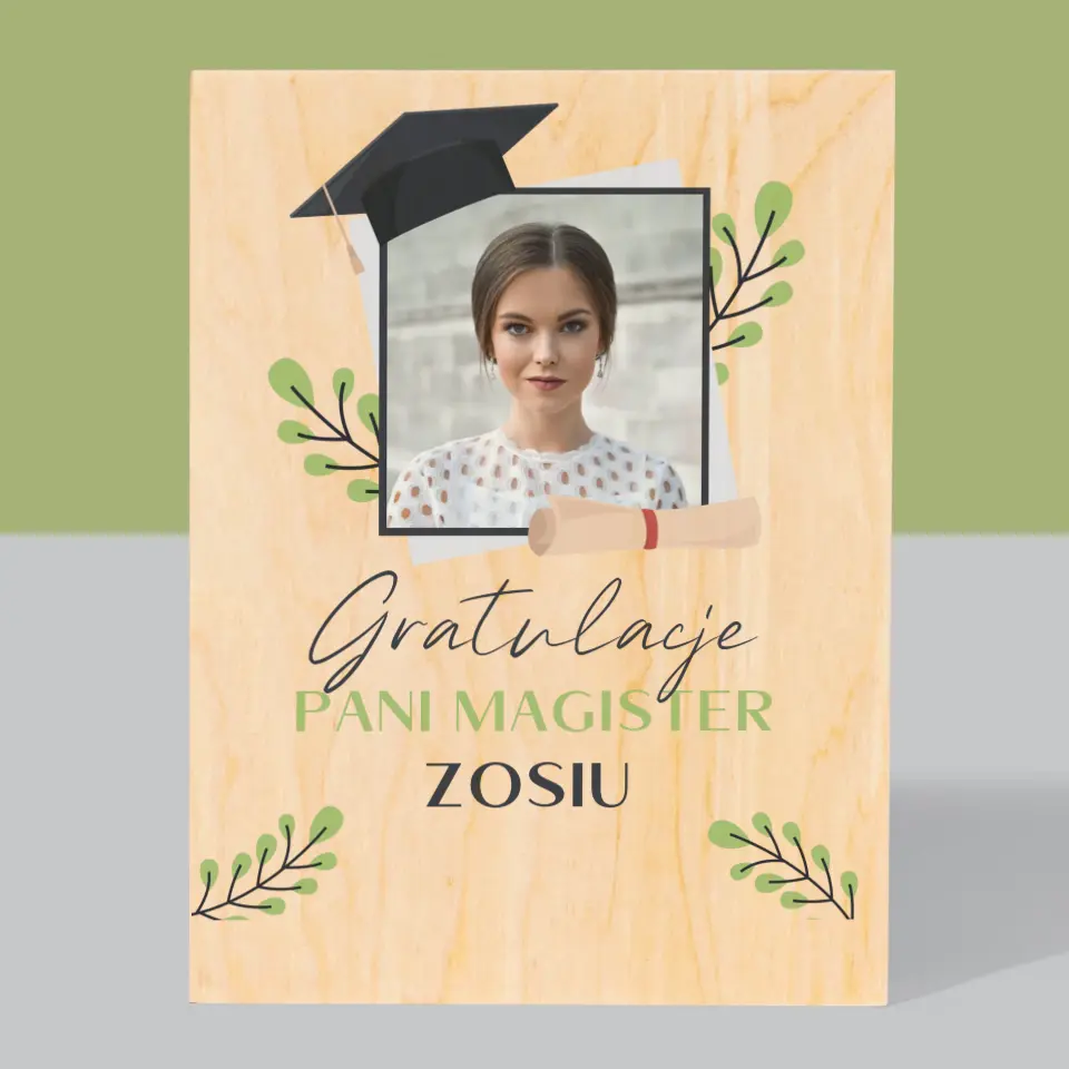 Zdjęcie i Podpis: Gratulacje Magister - Wydruk Na Drewnie - Image 3