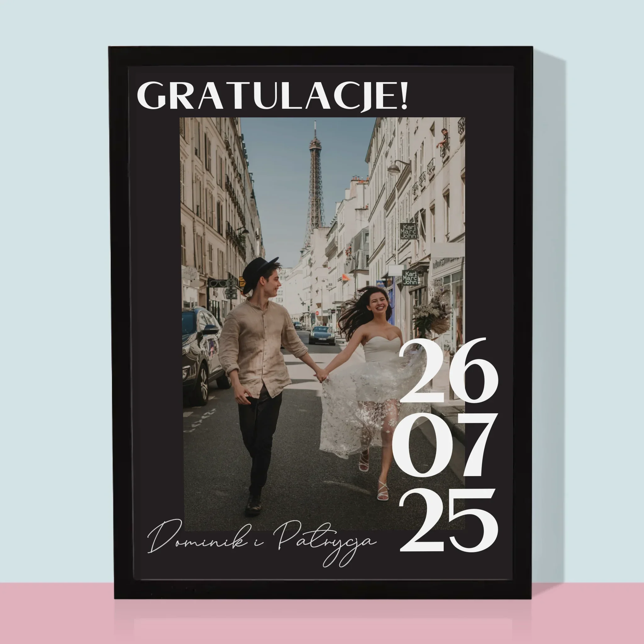 Zdjęcie i Podpis: Gratulacje z Okazji Ślubu - Wydruk Obramowany