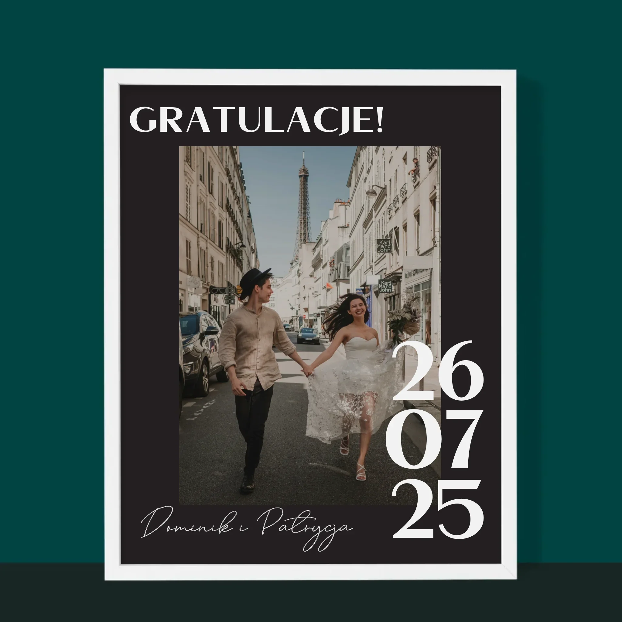 Zdjęcie i Podpis: Gratulacje z Okazji Ślubu - Wydruk Obramowany - Image 6