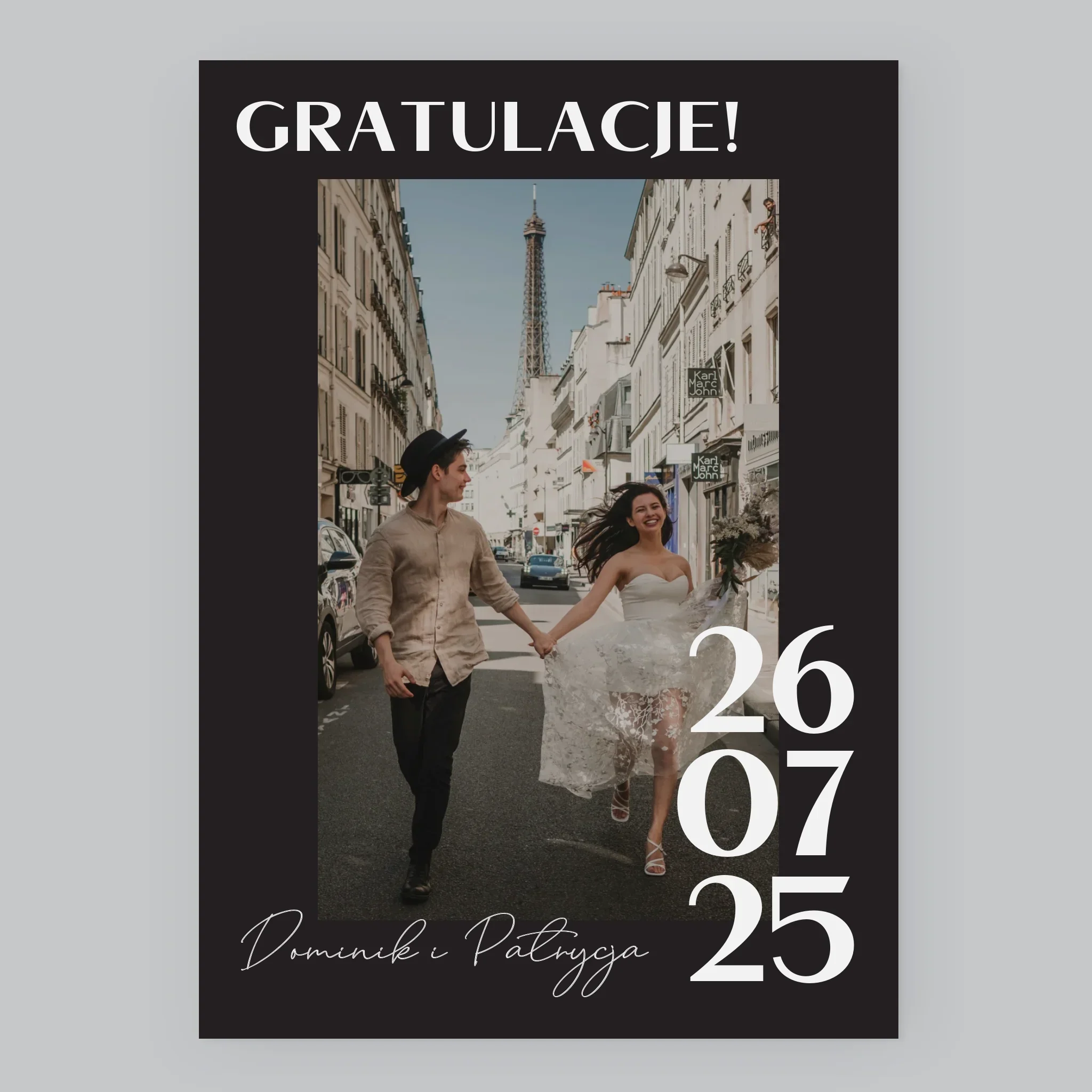 Zdjęcie i Podpis: Gratulacje z Okazji Ślubu - Wydruk Obramowany - Image 7