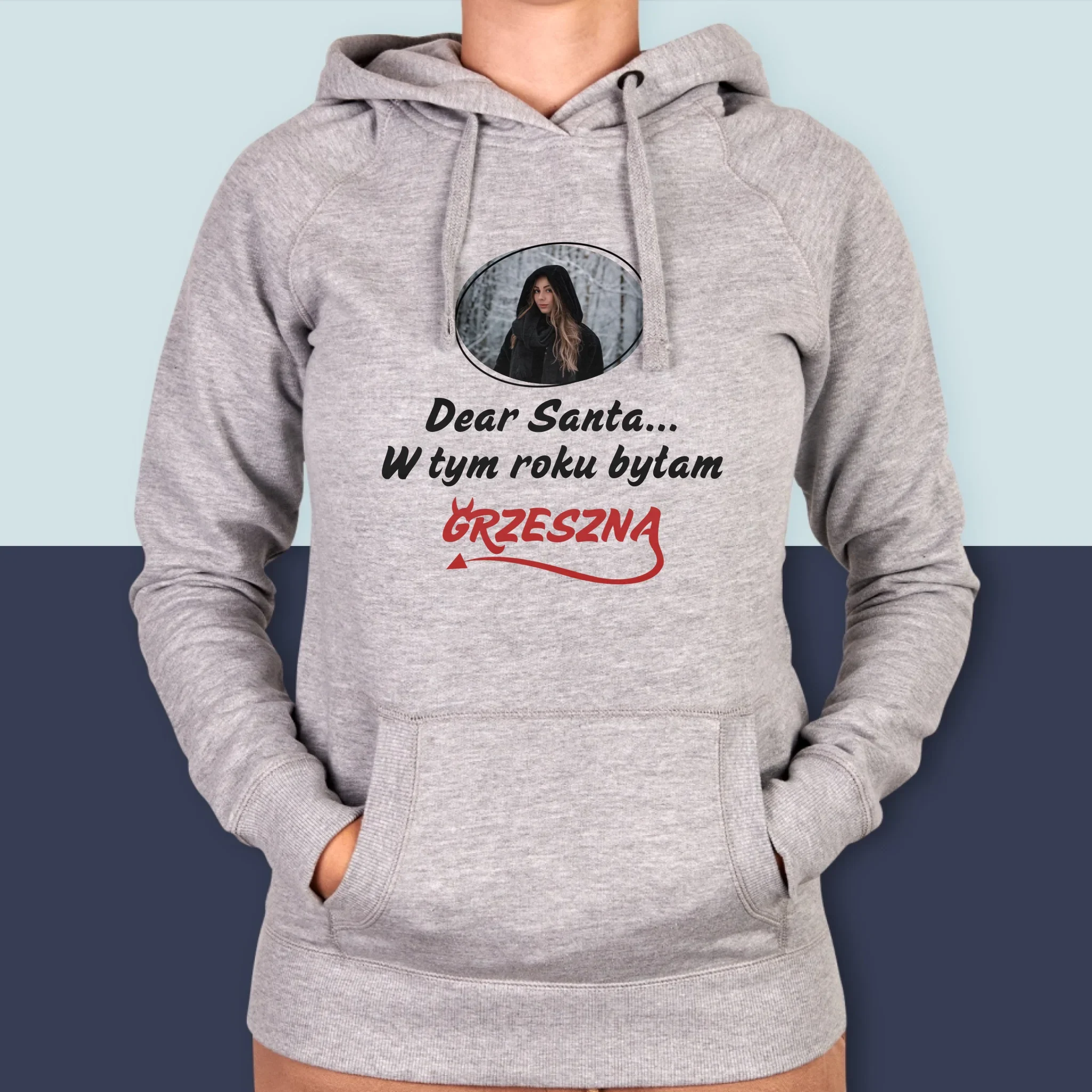 Zdjęcie i Podpis: Grzeszna - Bluza Damska z Kapturem