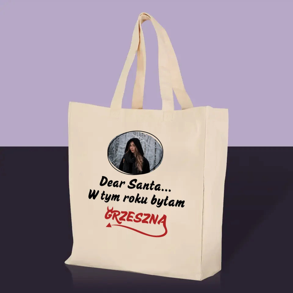 Zdjęcie I Podpis: Grzeszna - Torba Płócienna z Nadrukiem - Image 2
