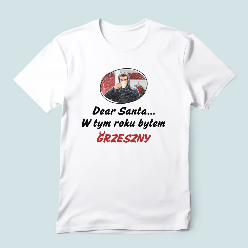 Zdjęcie I Podpis: Grzeszny - Koszulka Męska z Nadrukiem - Image 3