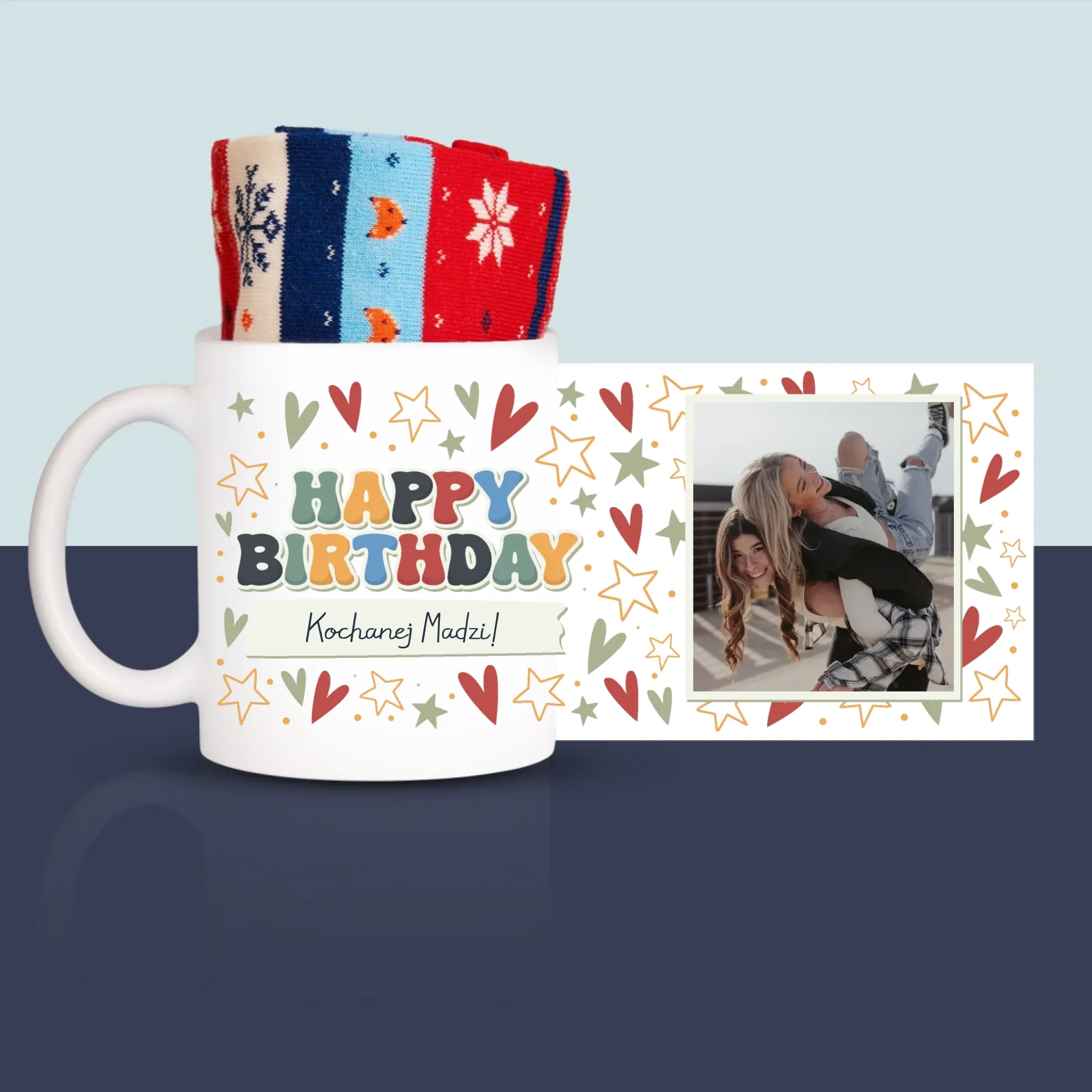 Zdjęcie i Podpis: Happy Birthday - Zimowe Skarpetki w Kubku - Image 3