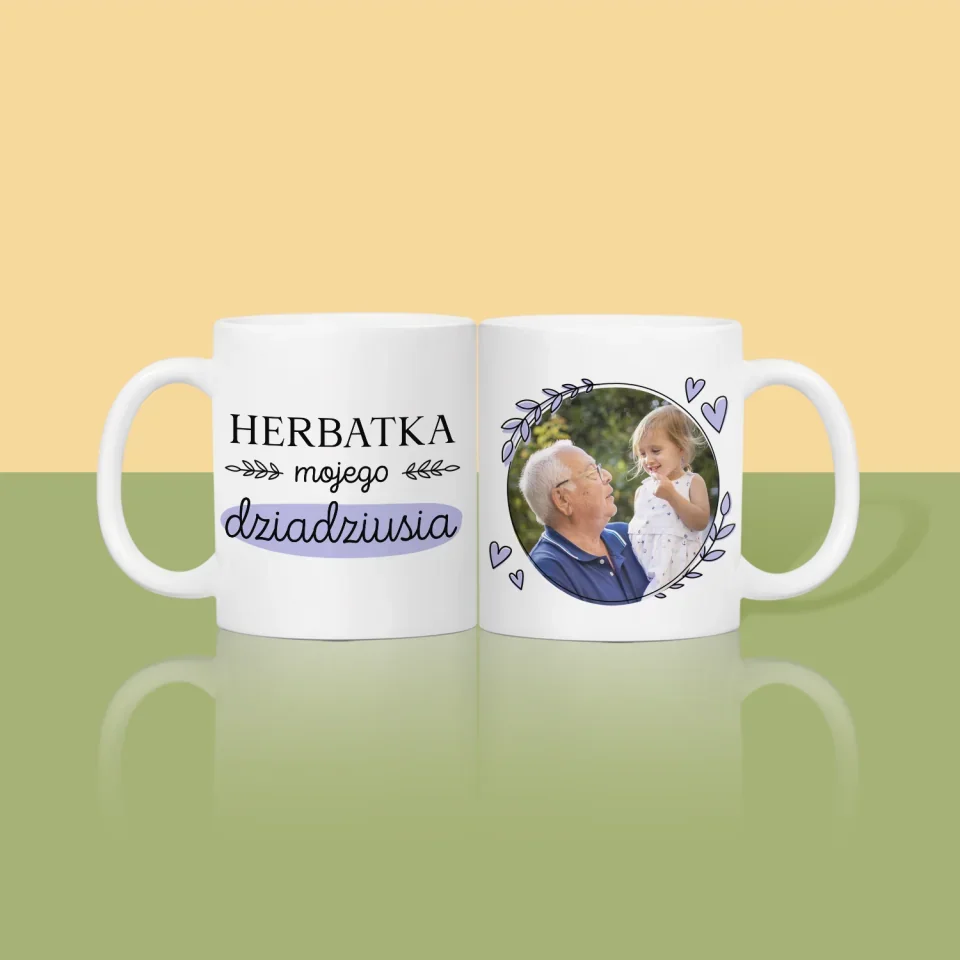Zdjęcie i Podpis: Herbatka Dla Dziadziusia -  Kubek z Nadrukiem
