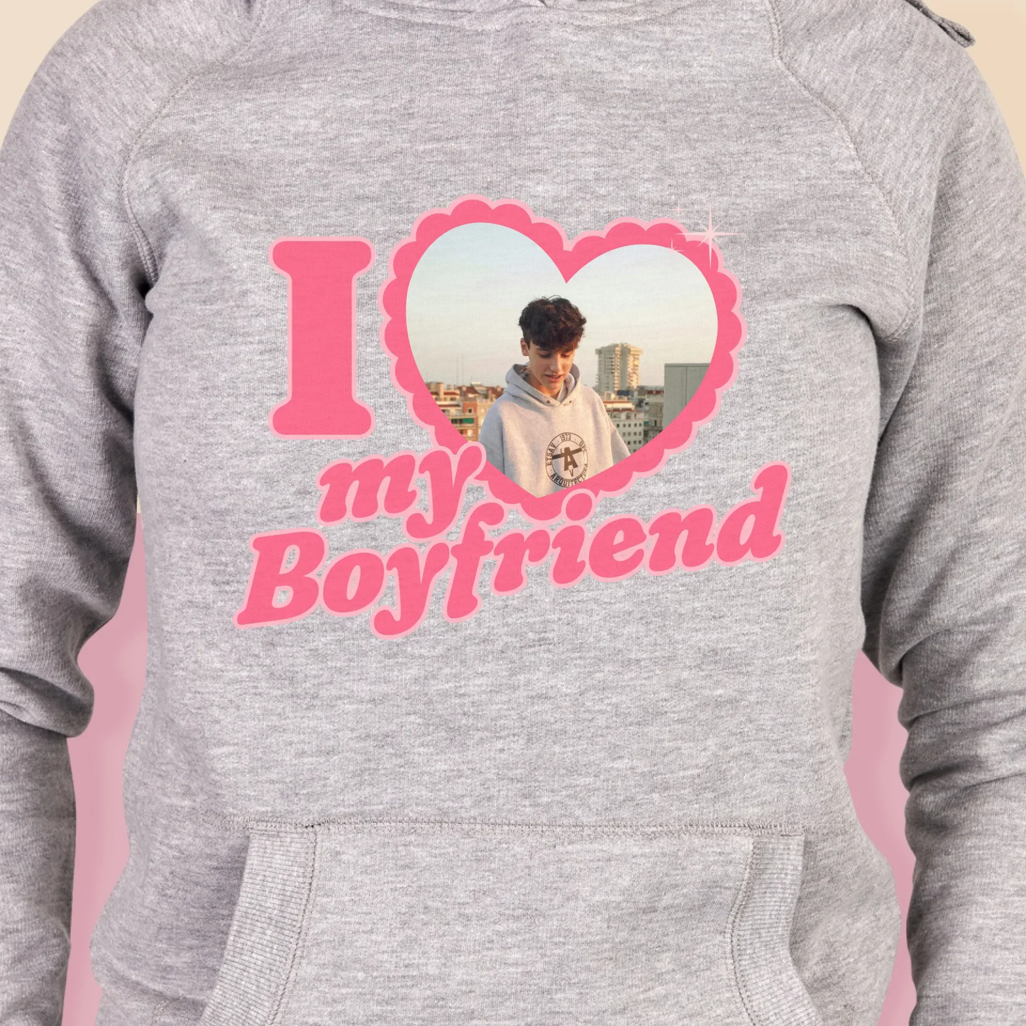 Zdjęcie i Podpis: i Love My Boyfriend - Bluza Damska z Kapturem - Image 2
