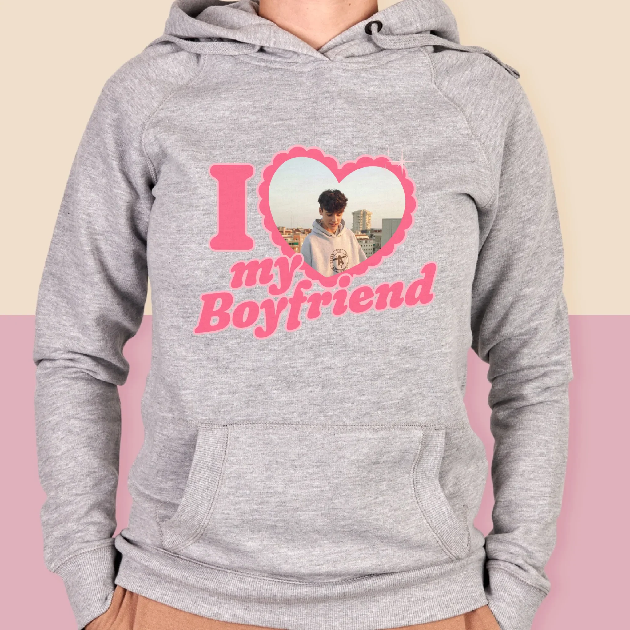 Zdjęcie i Podpis: i Love My Boyfriend - Bluza Damska z Kapturem - Image 4