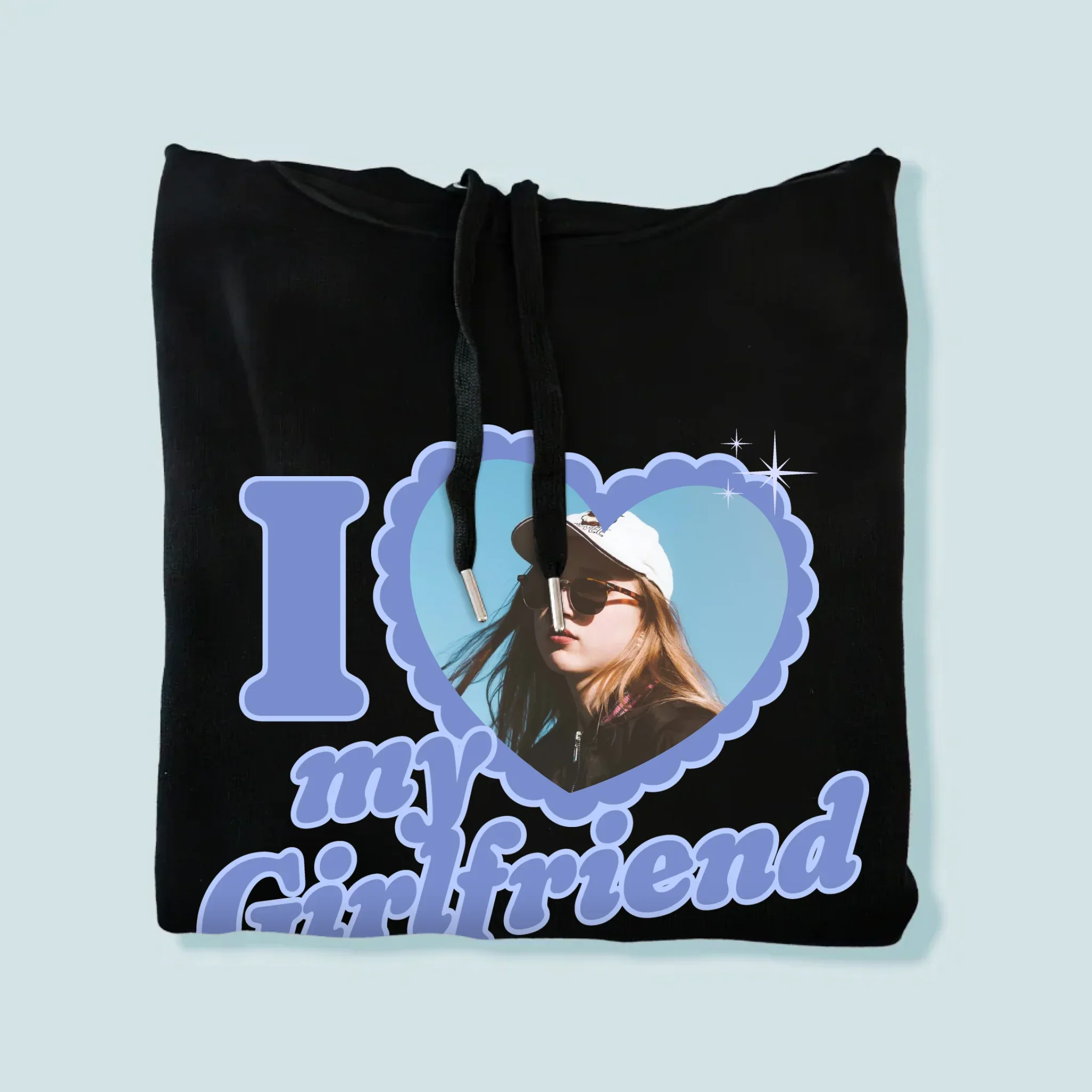 Zdjęcie i Podpis: i Love My Girlfriend - Bluza Męska z Kapturem - Image 4