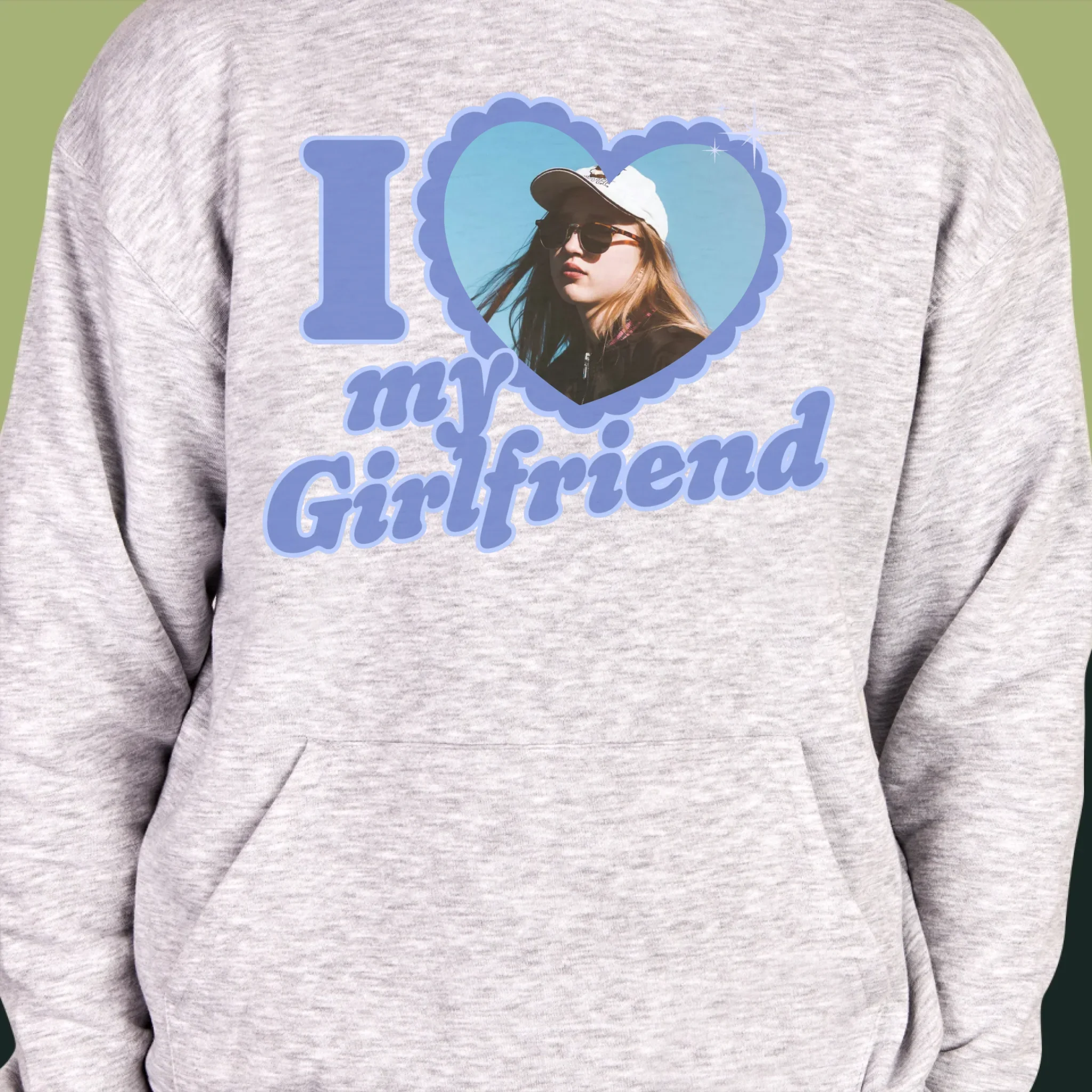 Zdjęcie i Podpis: i Love My Girlfriend - Bluza Męska z Kapturem - Image 6