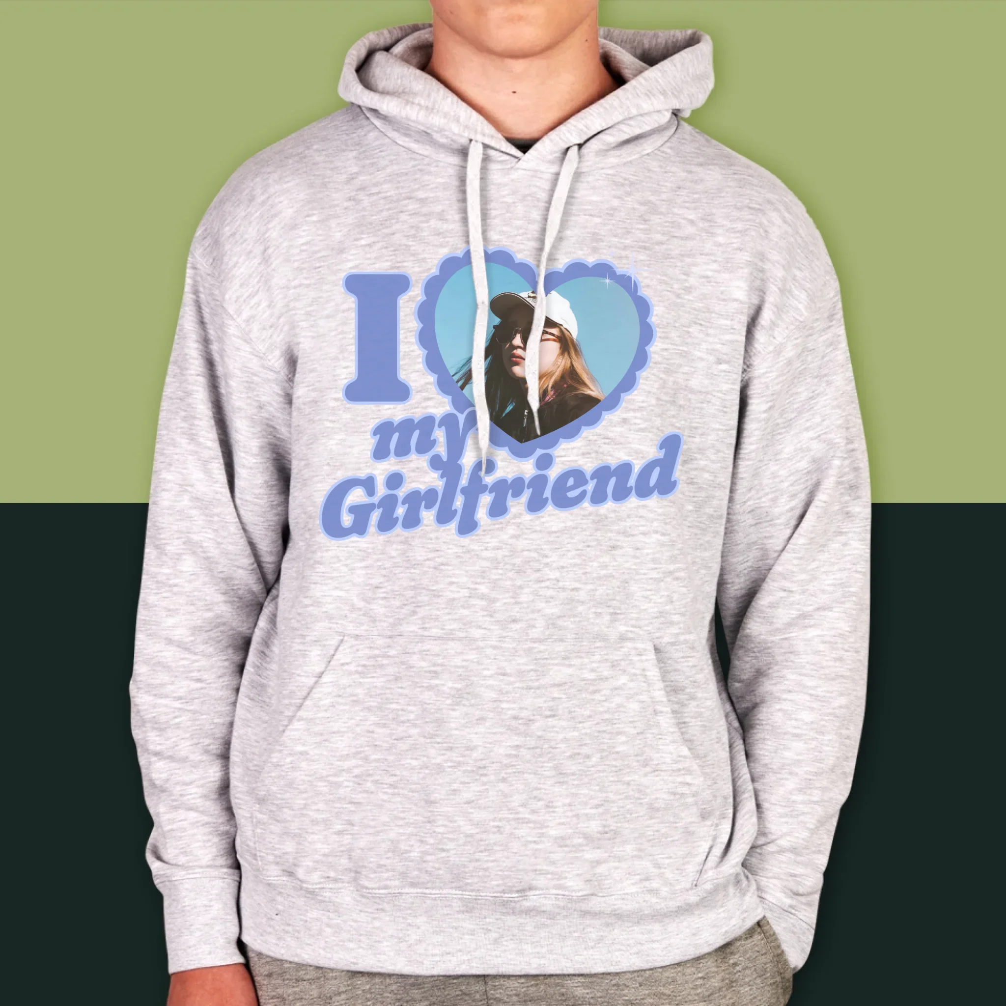 Zdjęcie i Podpis: i Love My Girlfriend - Bluza Męska z Kapturem - Image 8