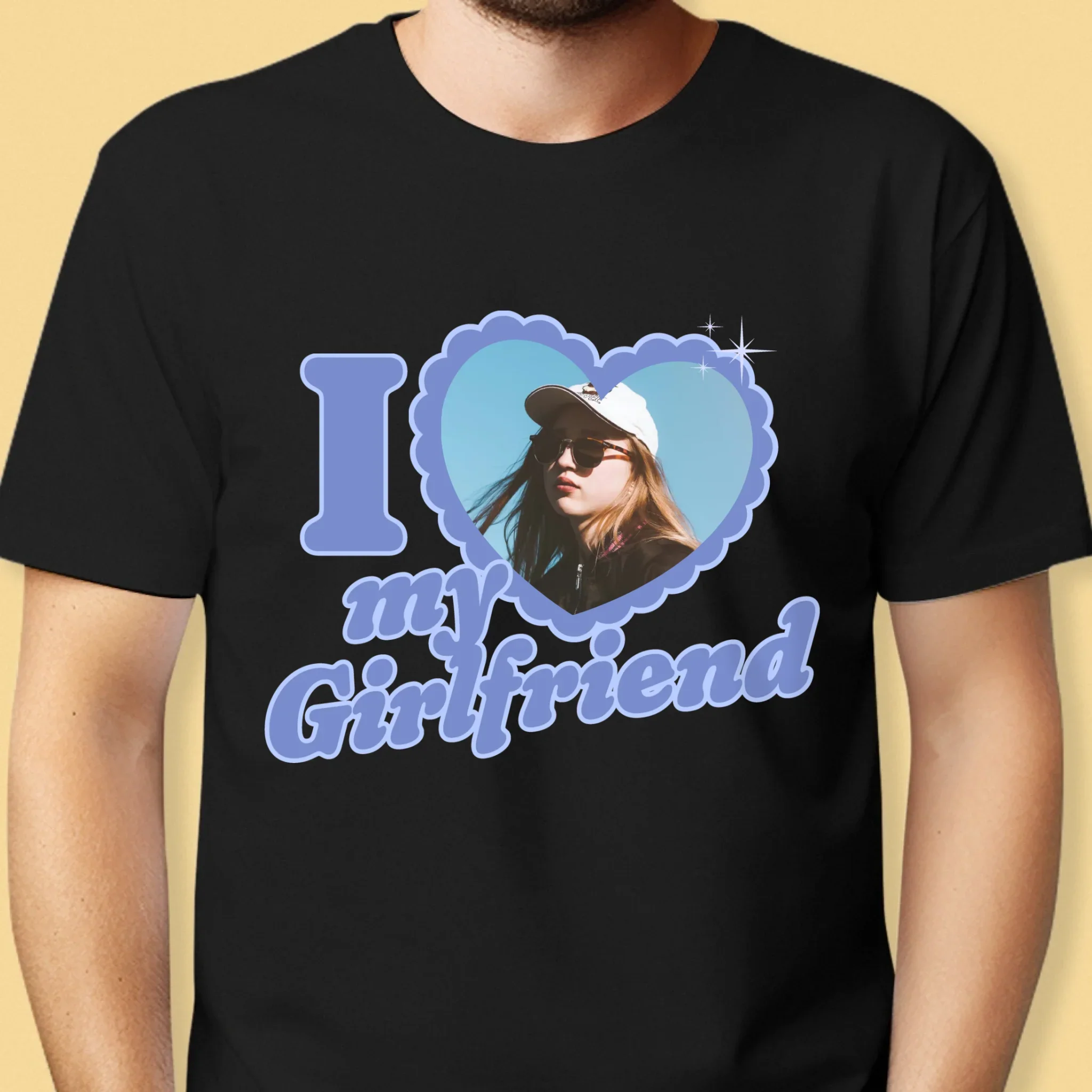Zdjęcie i Podpis: i Love My Girlfriend - Koszulka Męska z Nadrukiem - Image 6