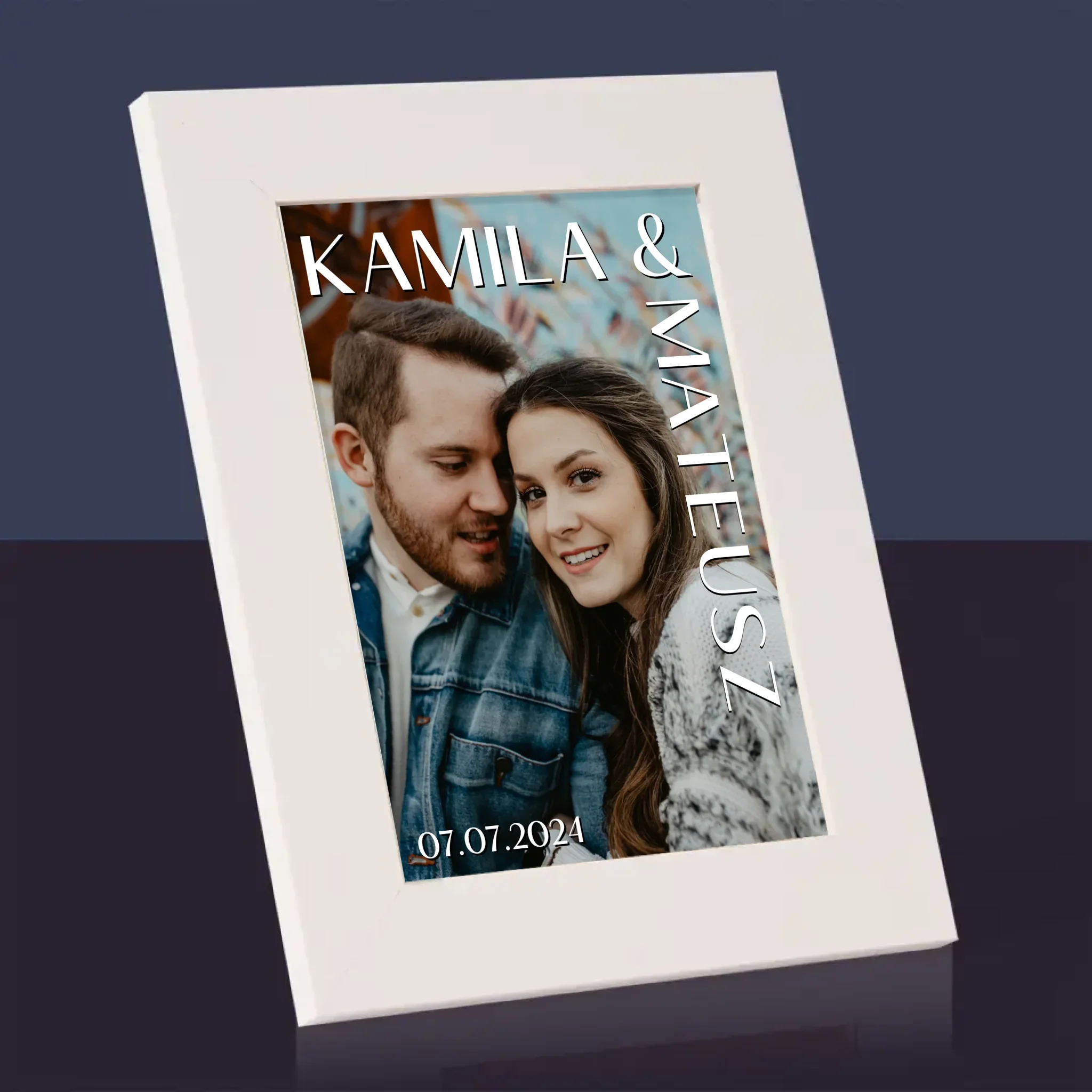 Zdjęcie i Podpis: Imiona Ślub - Ramka Na Zdjęcie