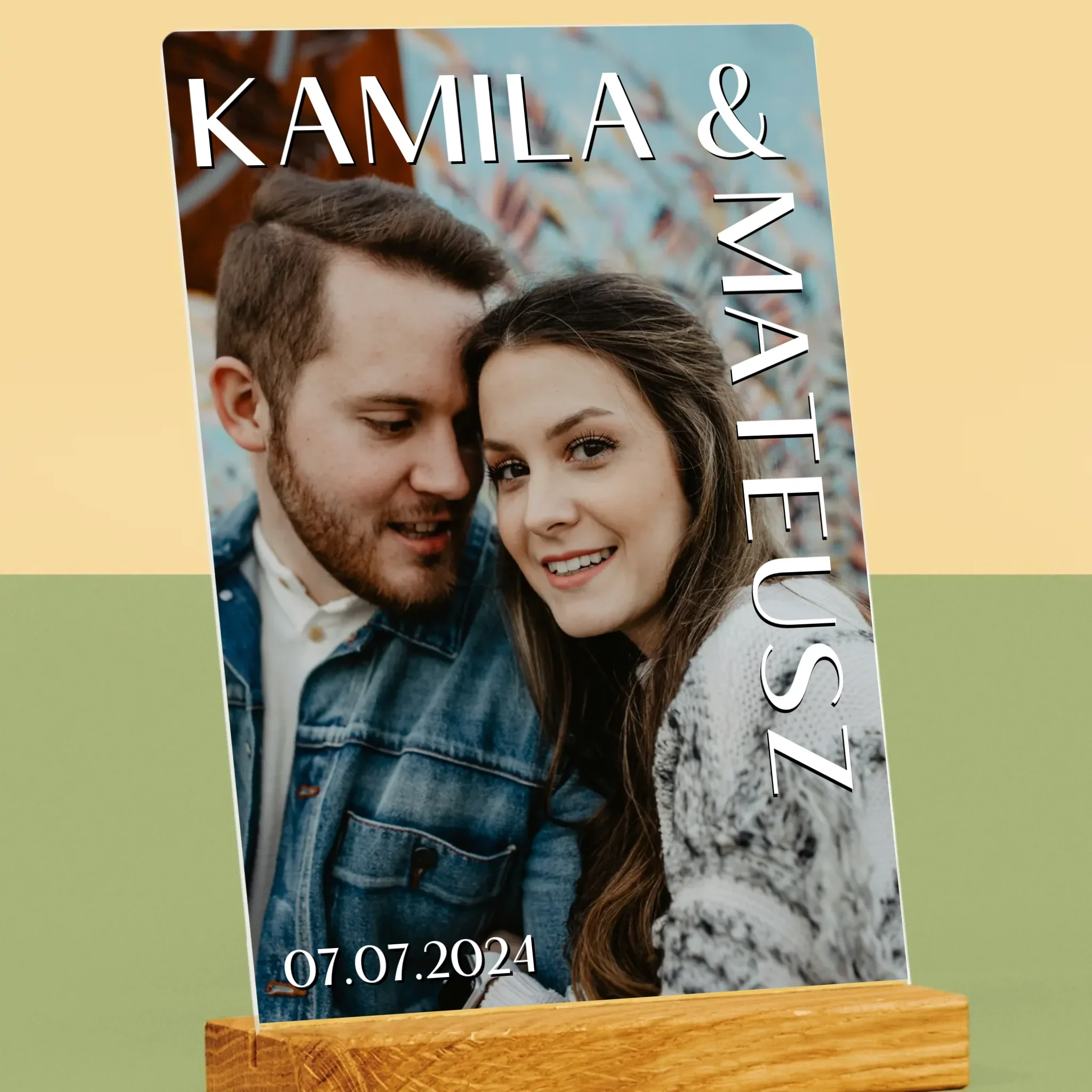 Zdjęcie i Podpis: Imiona Ślub - Wydruk Na Szkle Akrylowym - Image 2