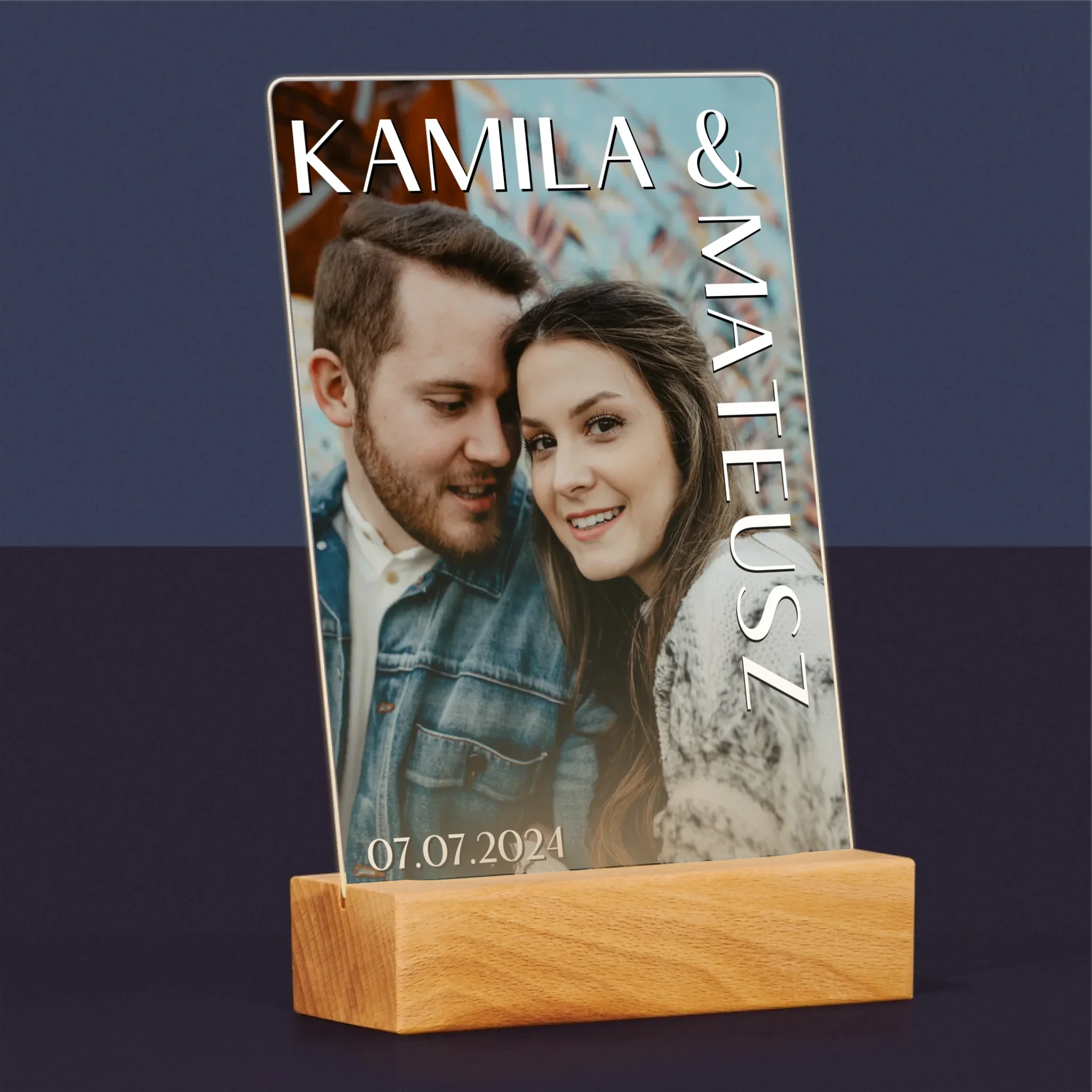 Zdjęcie i Podpis: Imiona Ślub - Wydruk Na Szkle Akrylowym - Image 5